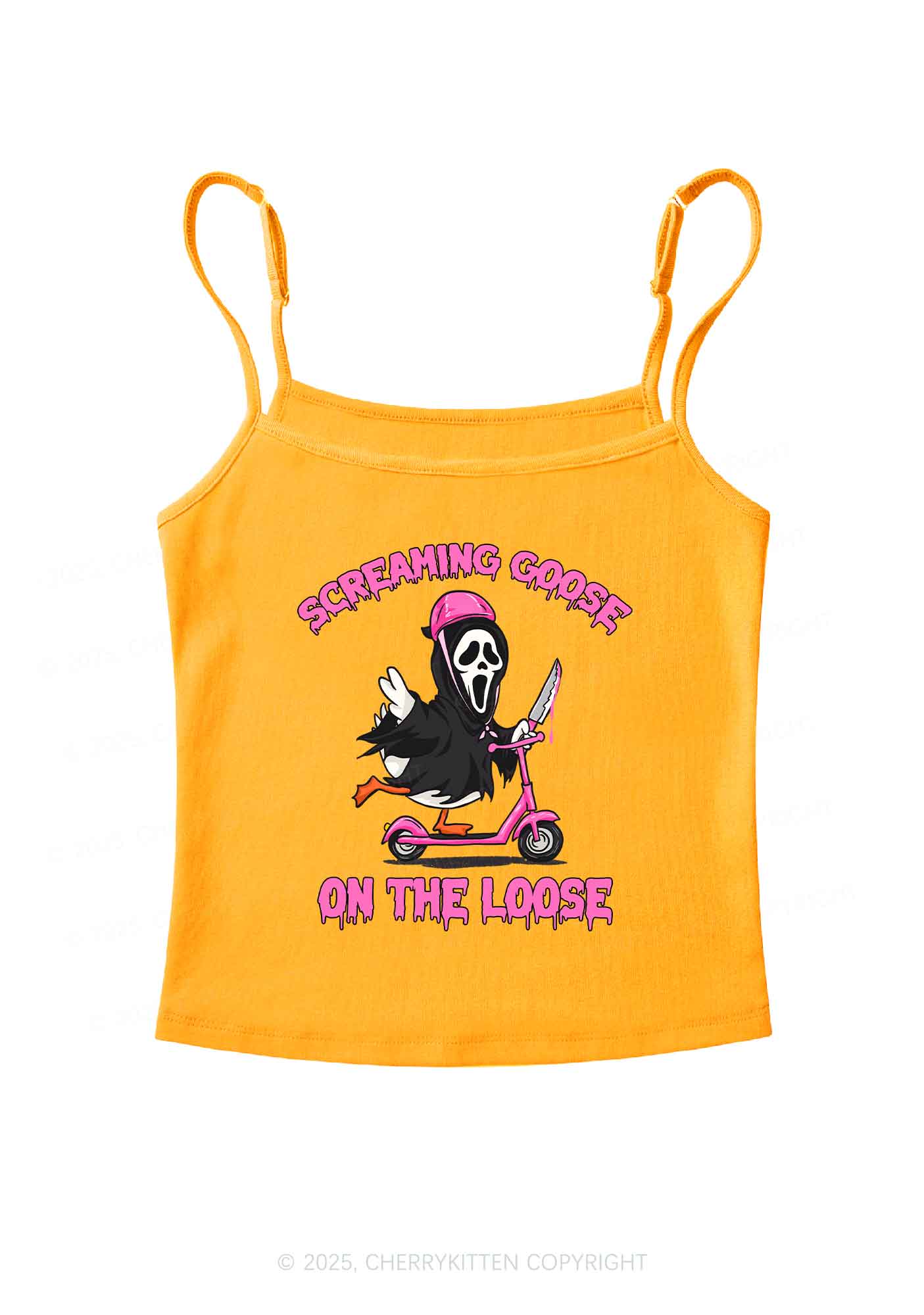 Halloween Screaming Goose On Loose Y2K Spaghetti Strap Cami Cherrykitten - Image 4