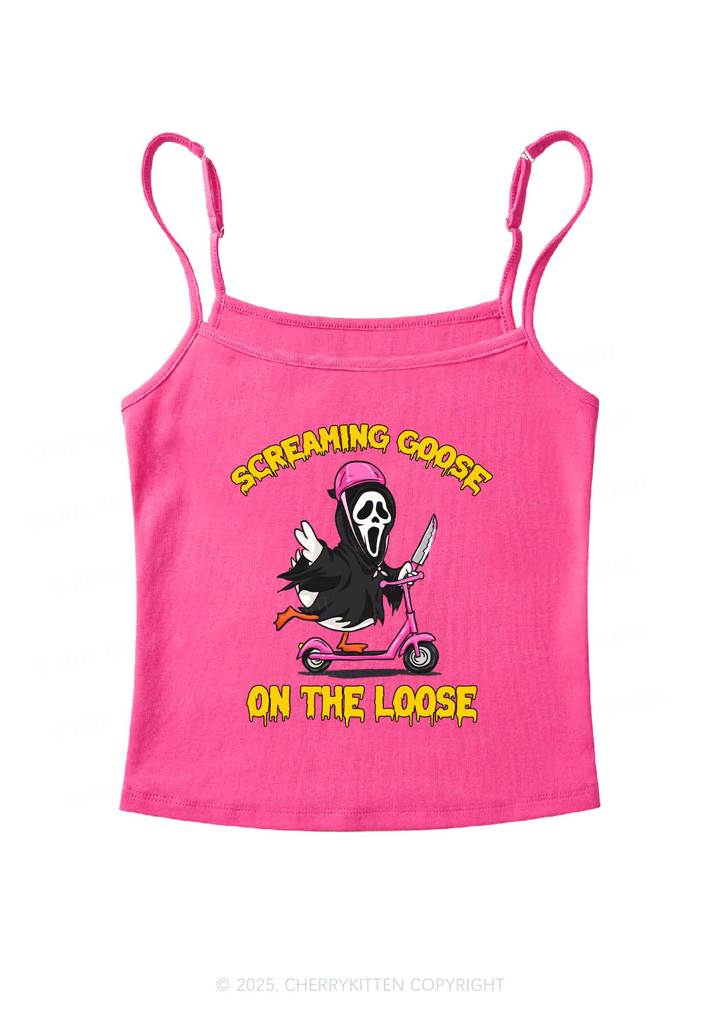 Halloween Screaming Goose On Loose Y2K Spaghetti Strap Cami Cherrykitten - Image 5