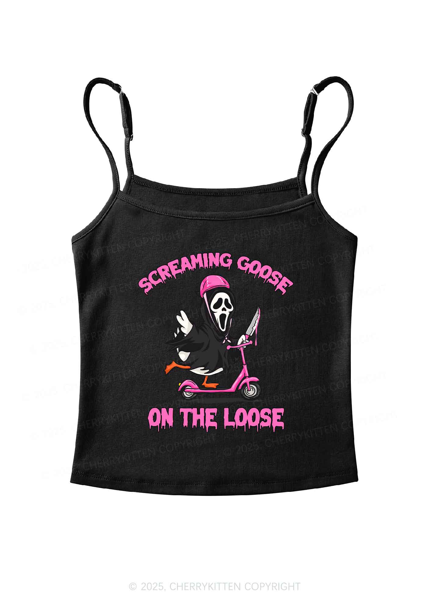 Halloween Screaming Goose On Loose Y2K Spaghetti Strap Cami Cherrykitten - Image 6