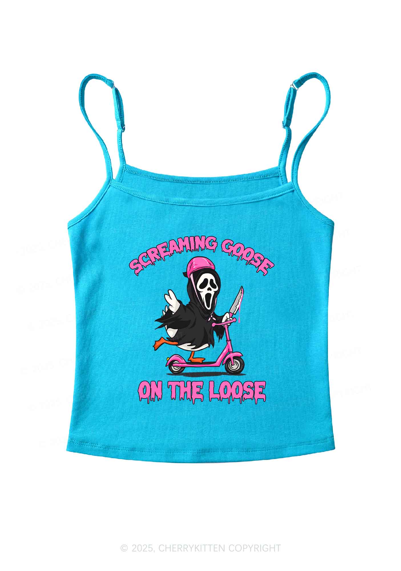 Halloween Screaming Goose On Loose Y2K Spaghetti Strap Cami Cherrykitten - Image 7