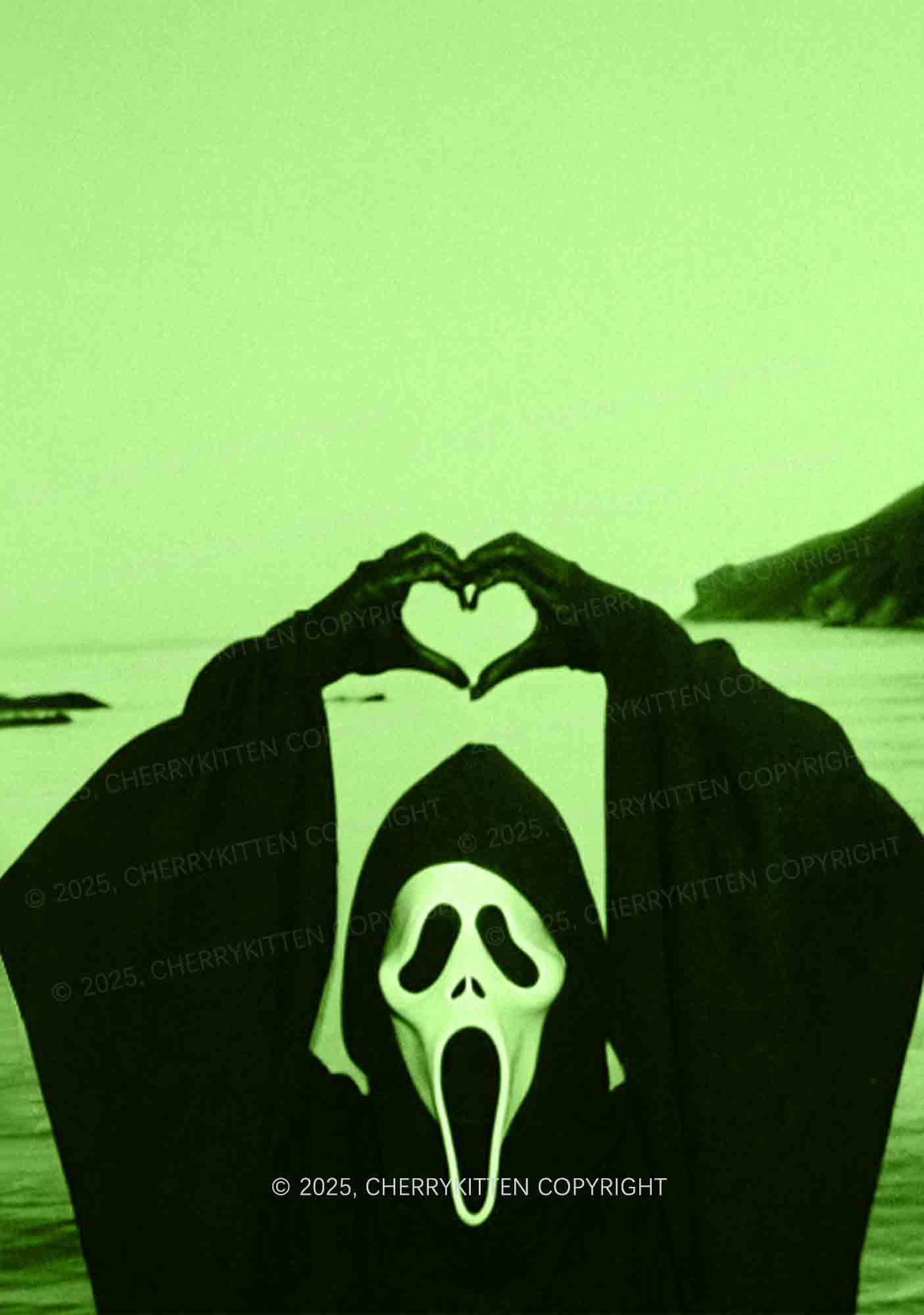 Halloween Seaside Ghost Heart Y2K Print Cami Crop Top Cherrykitten - Image 2