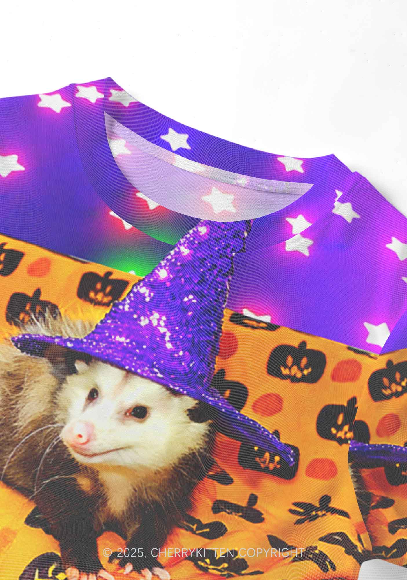 Halloween Sparkle Witch Ratz Y2K Mesh Crop Top Cherrykitten - Image 4
