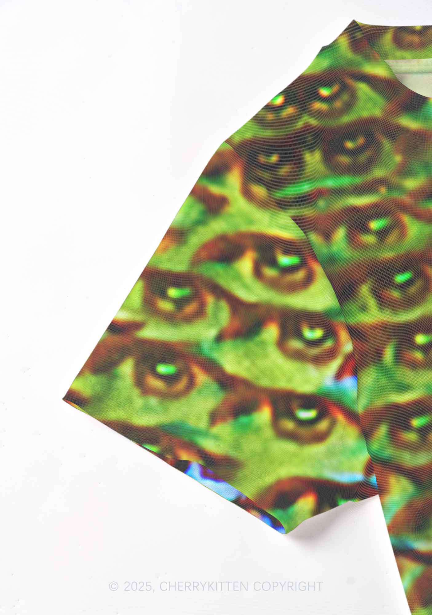 Halloween Spectrum Eyes Y2K Mesh Crop Top Cherrykitten - Image 5