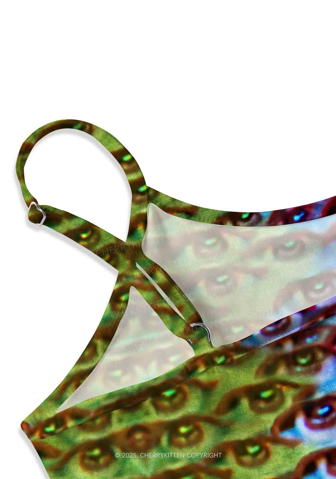 Halloween Spectrum Eyes Y2K Print Slip Dress Cherrykitten - Image 3