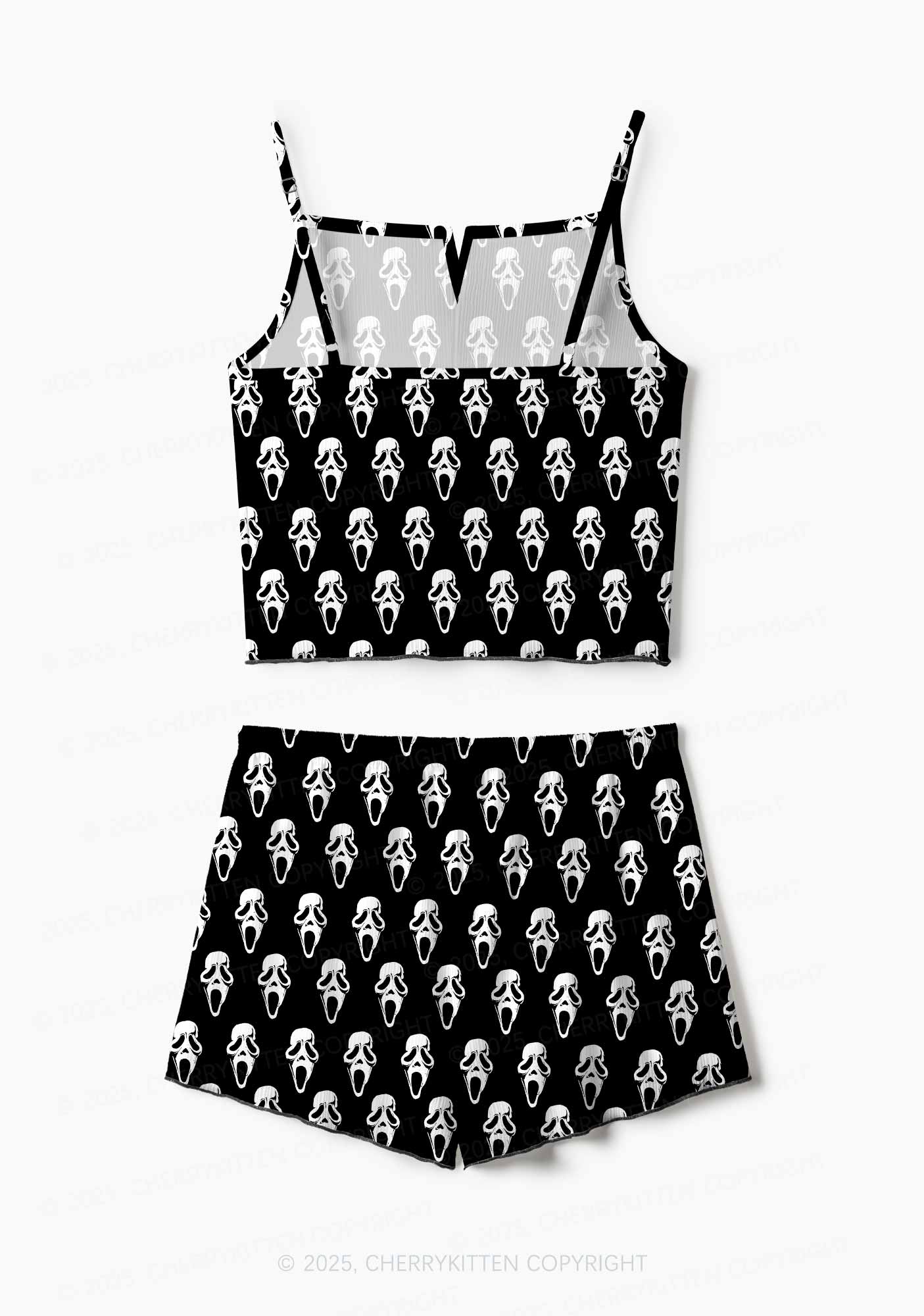 Halloween Spooky Ghost Y2K Print Cami Shorts Pajama Set Cherrykitten - Image 3