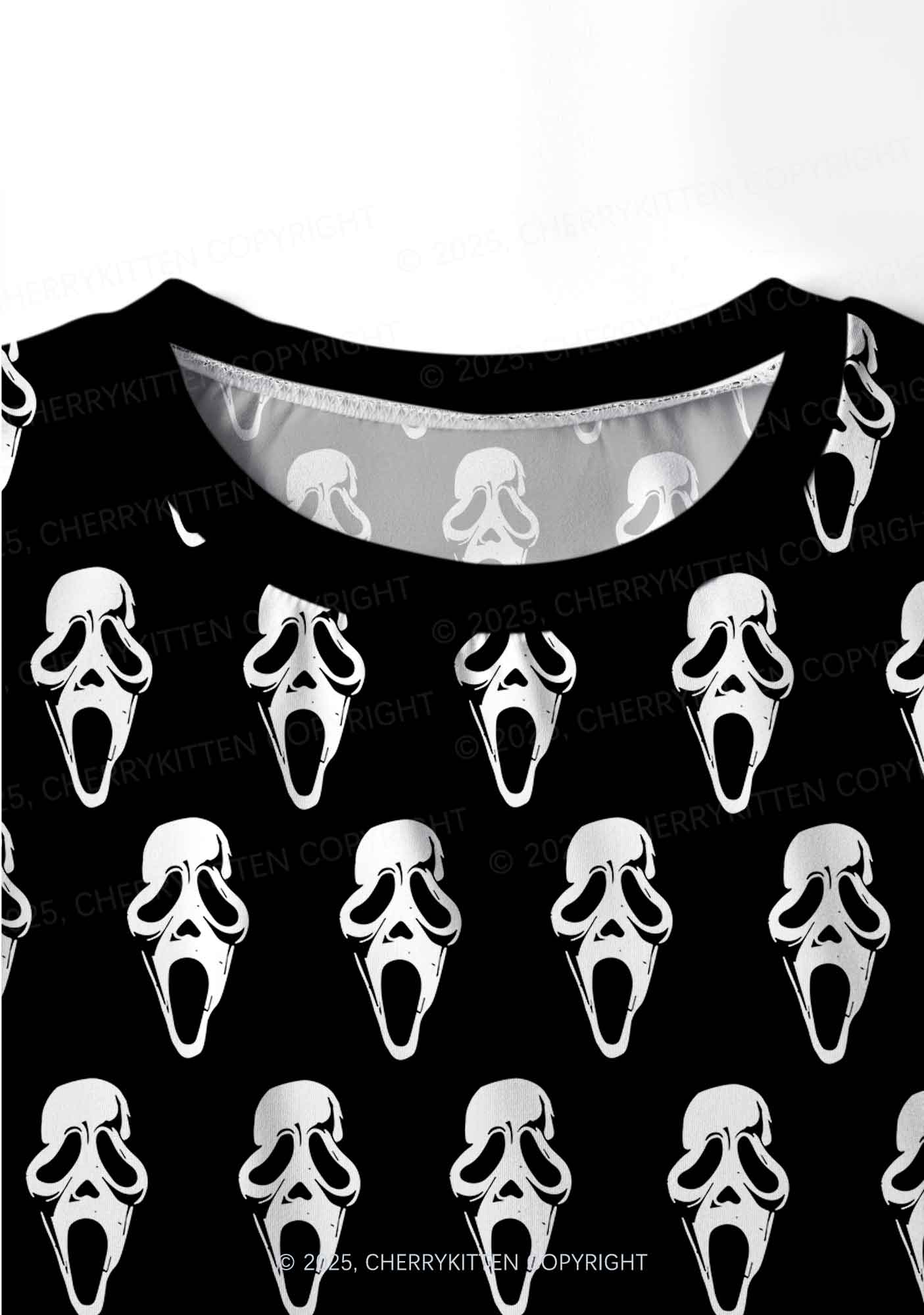 Halloween Spooky Ghost Y2K Print Long Sleeve Pajama Set Cherrykitten - Image 4