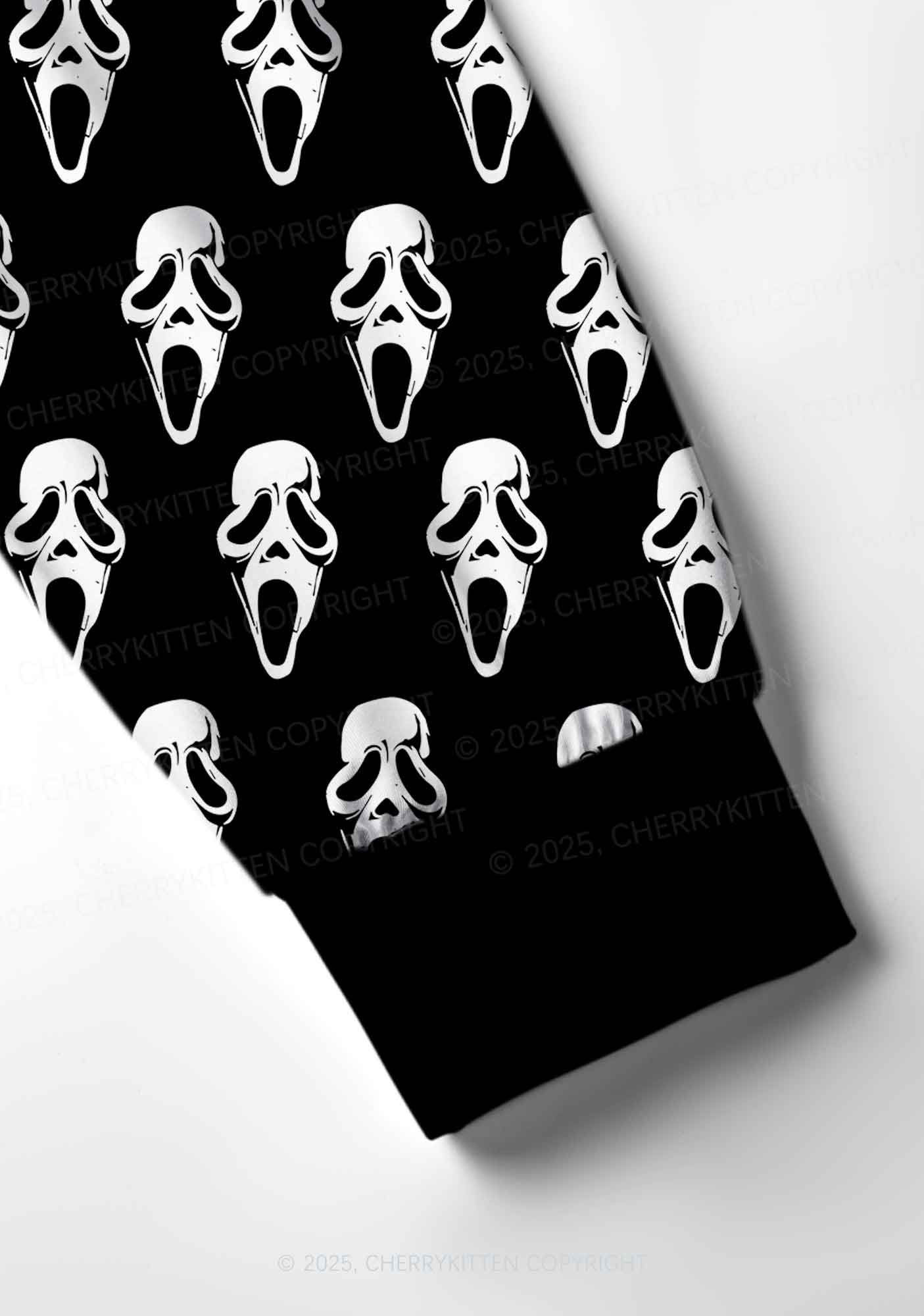 Halloween Spooky Ghost Y2K Print Long Sleeve Pajama Set Cherrykitten - Image 5