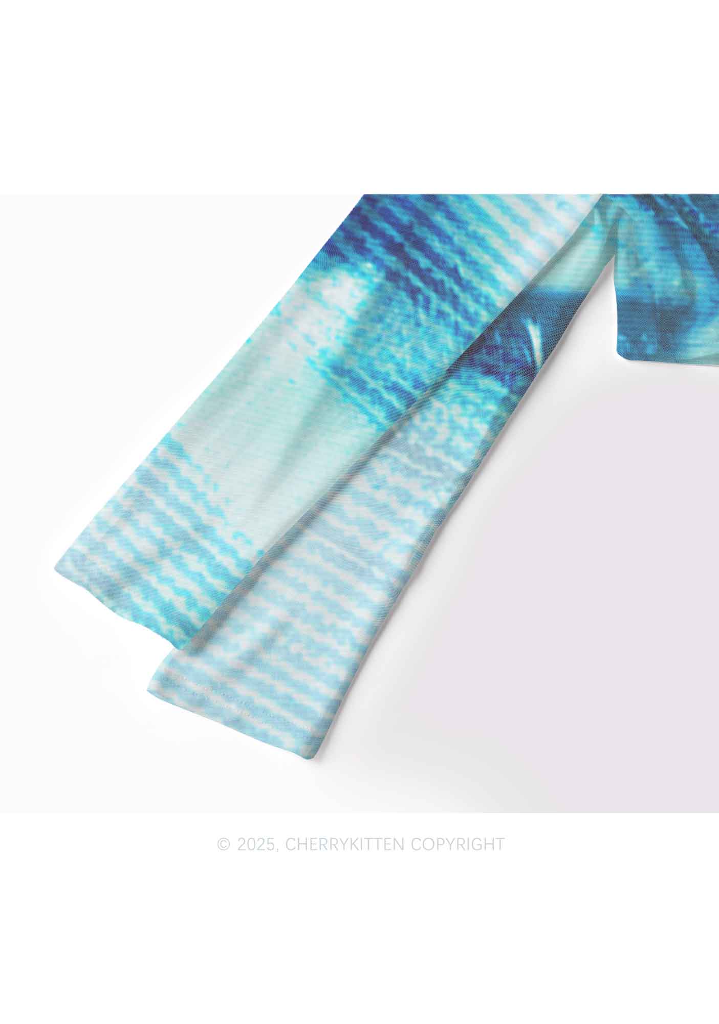 Halloween Tech Blue Eye Y2K Mesh Long Sleeve Crop Top Cherrykitten - Image 4