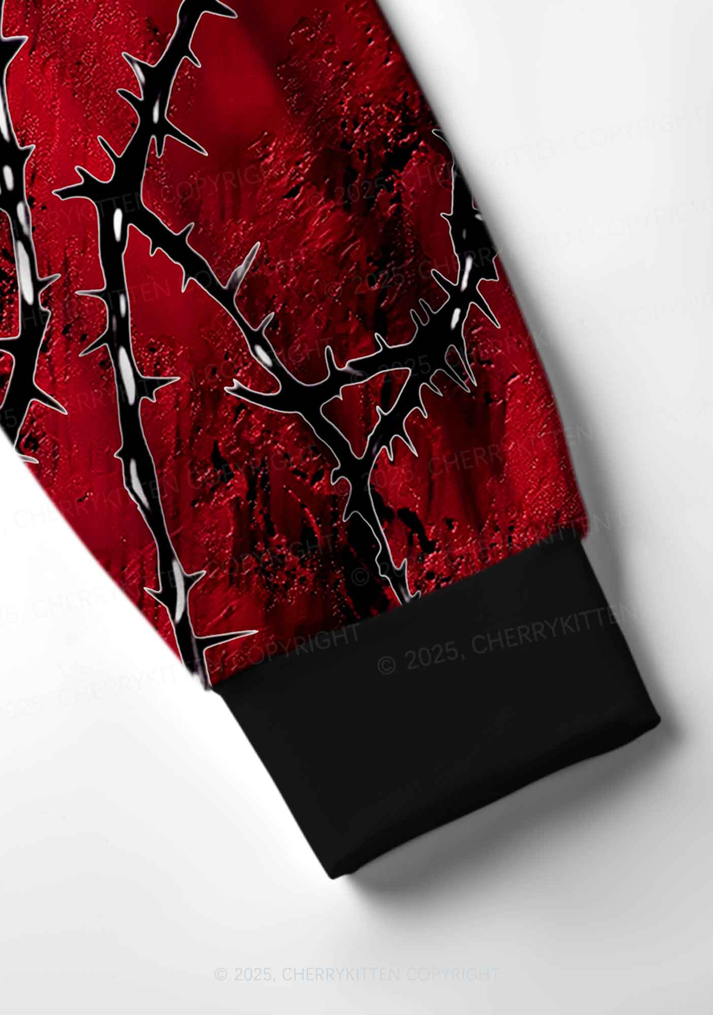 Halloween Thorned Ruby Y2K Print Long Sleeve Pajama Set Cherrykitten - Image 5