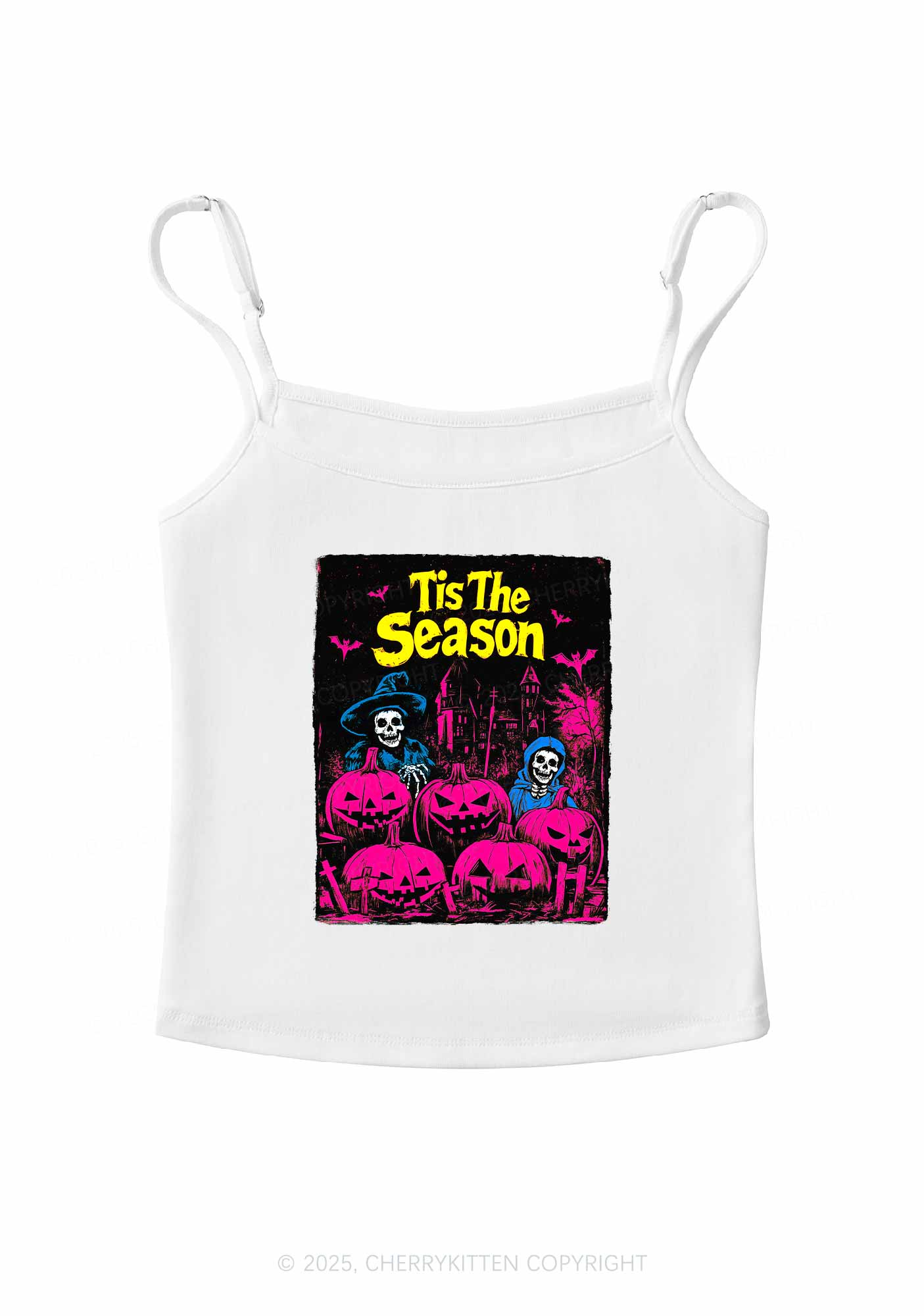 Halloween Tis The Season Skull Y2K Spaghetti Strap Cami Cherrykitten - Image 3