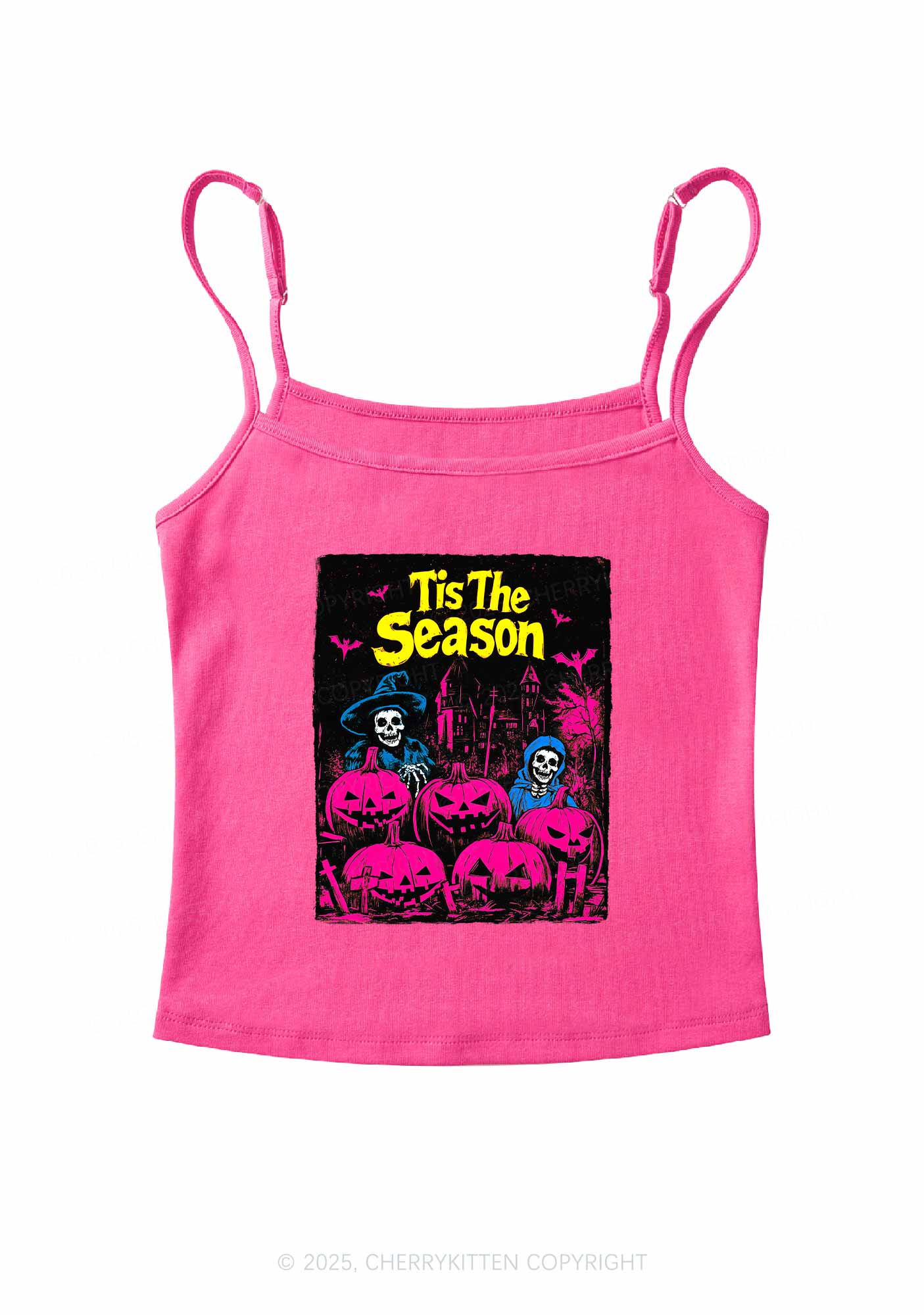 Halloween Tis The Season Skull Y2K Spaghetti Strap Cami Cherrykitten - Image 4