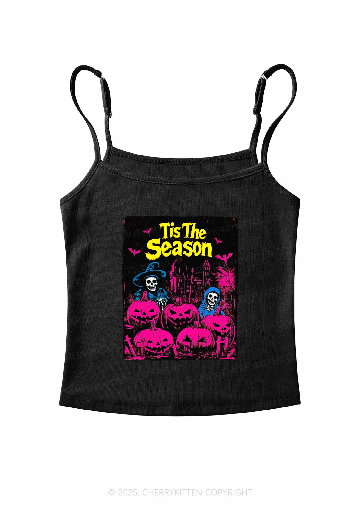 Halloween Tis The Season Skull Y2K Spaghetti Strap Cami Cherrykitten - Image 5