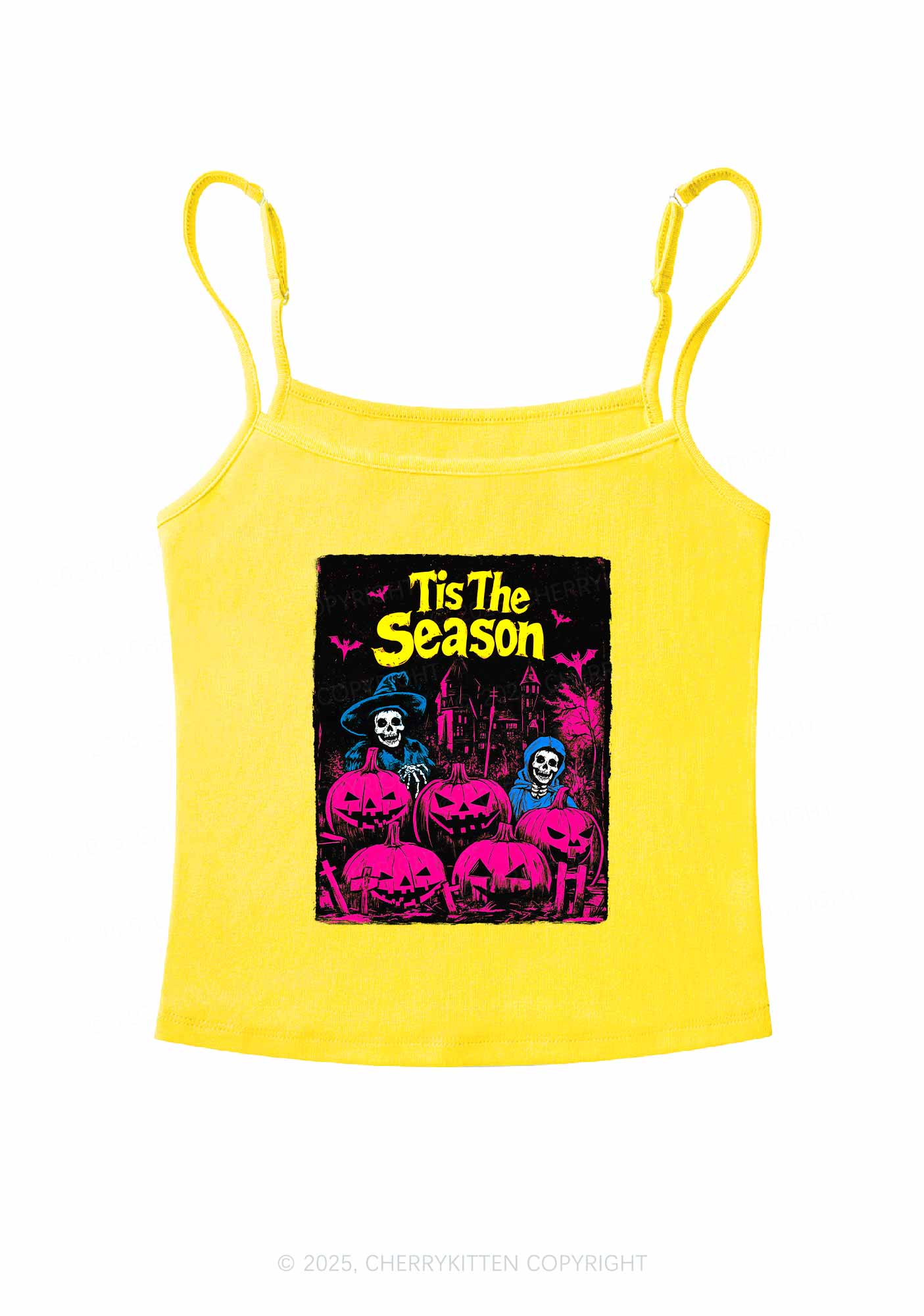 Halloween Tis The Season Skull Y2K Spaghetti Strap Cami Cherrykitten - Image 6