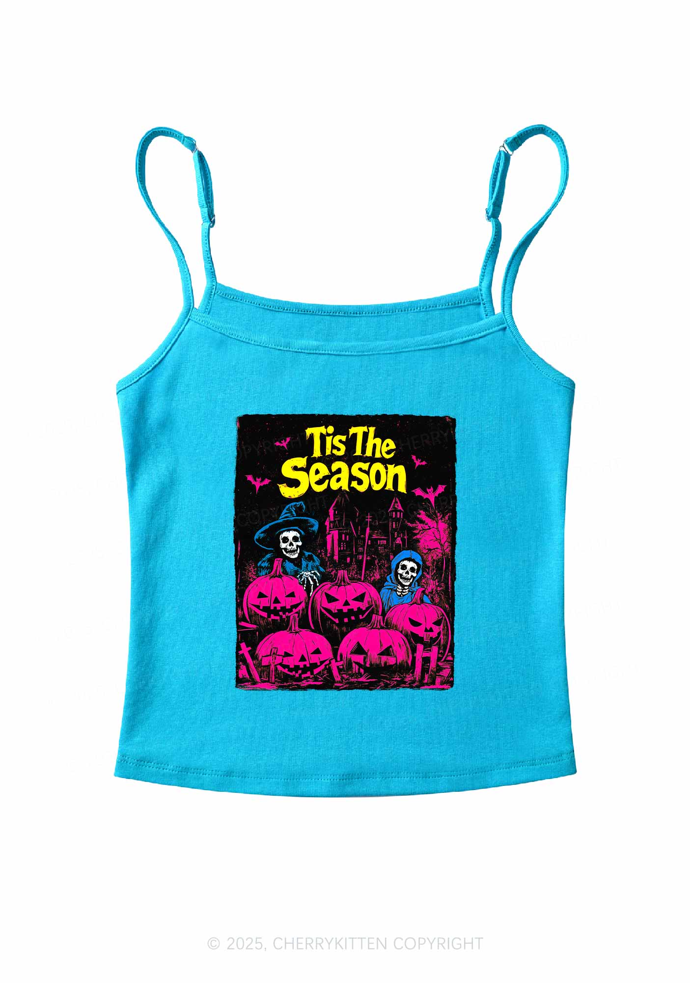 Halloween Tis The Season Skull Y2K Spaghetti Strap Cami Cherrykitten - Image 7