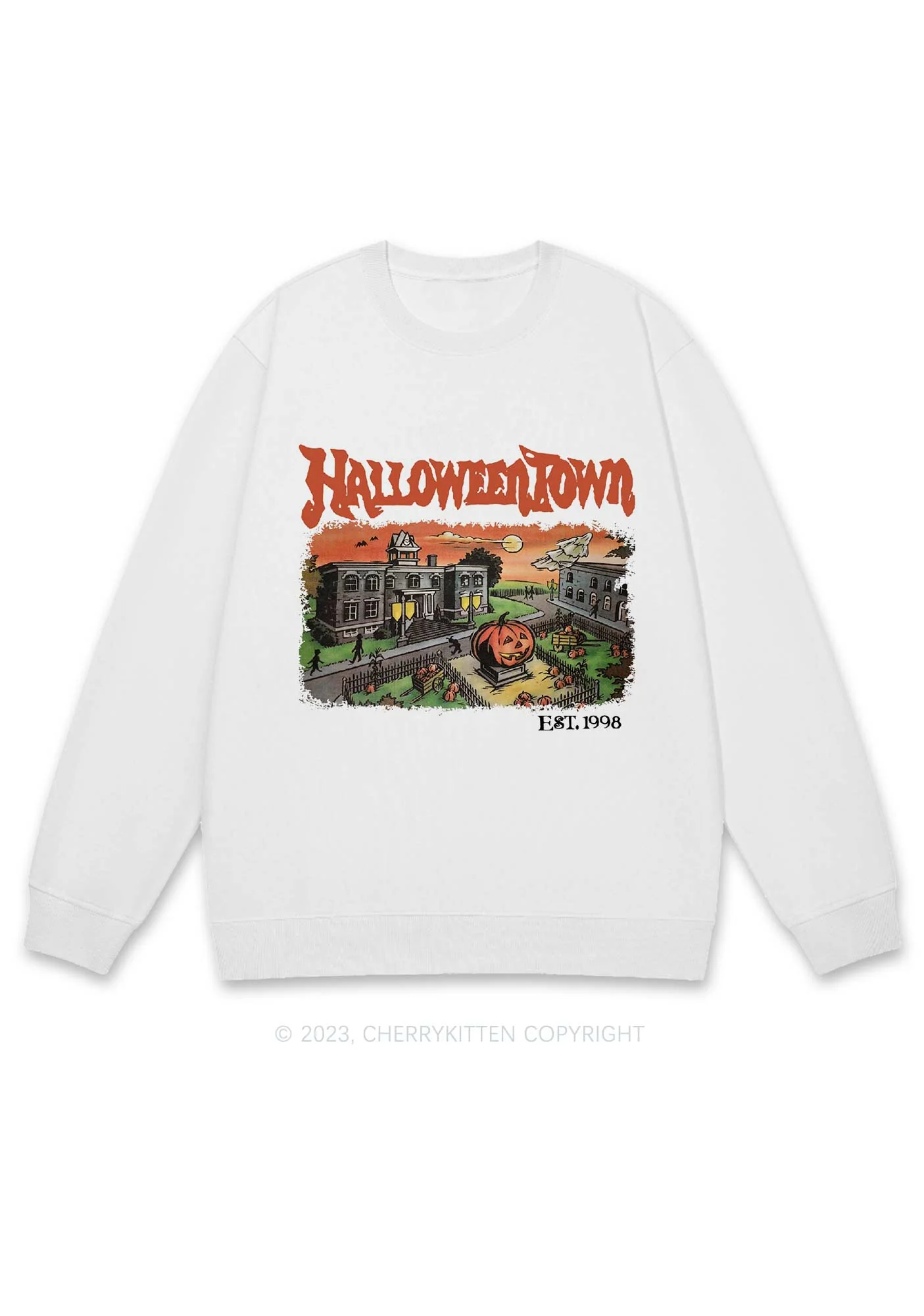 Halloween Town EST 1998 Y2K Sweatshirt Cherrykitten - Image 2