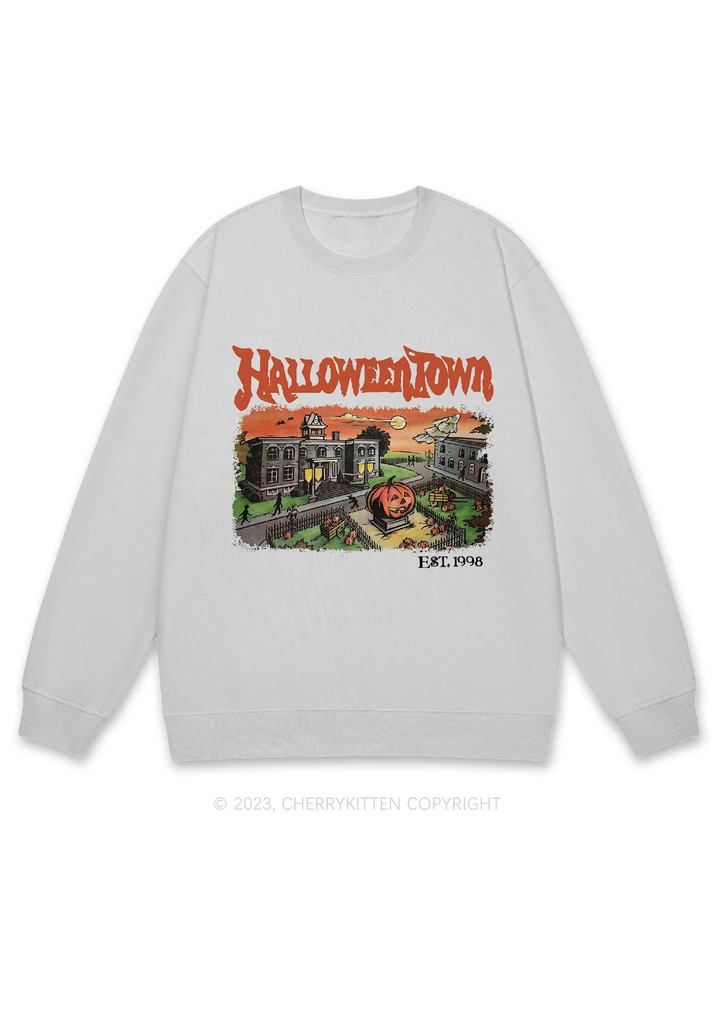 Halloween Town EST 1998 Y2K Sweatshirt Cherrykitten - Image 4