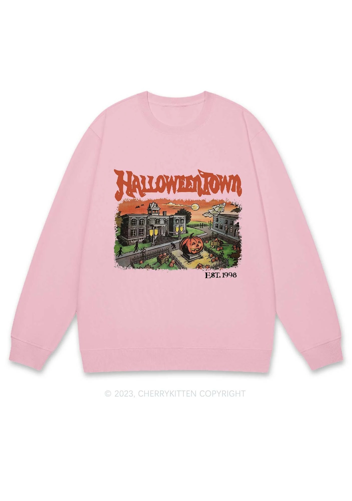 Halloween Town EST 1998 Y2K Sweatshirt Cherrykitten - Image 5