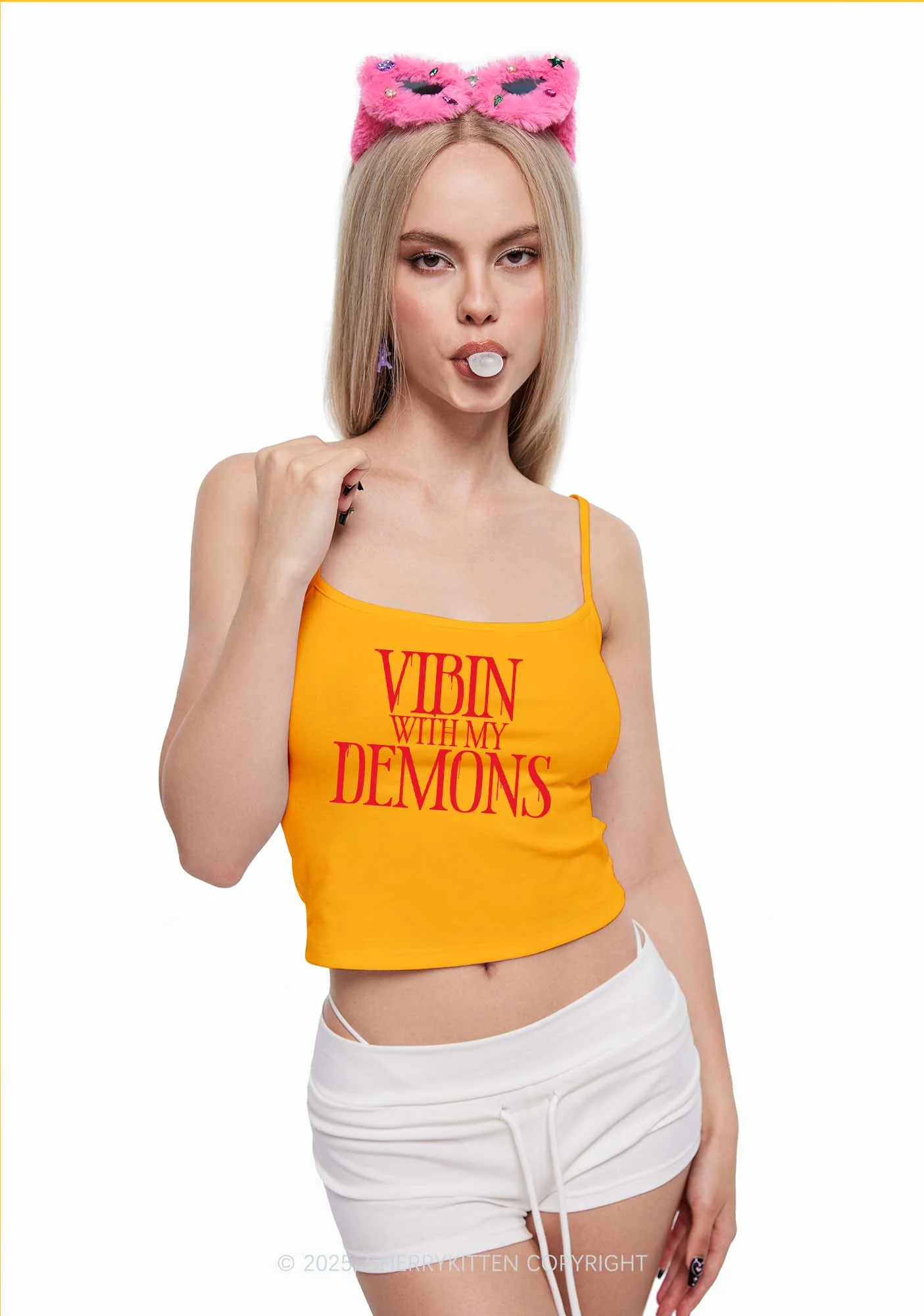 Halloween Vibin With My Demons Y2K Spaghetti Strap Cami Cherrykitten - Image 2