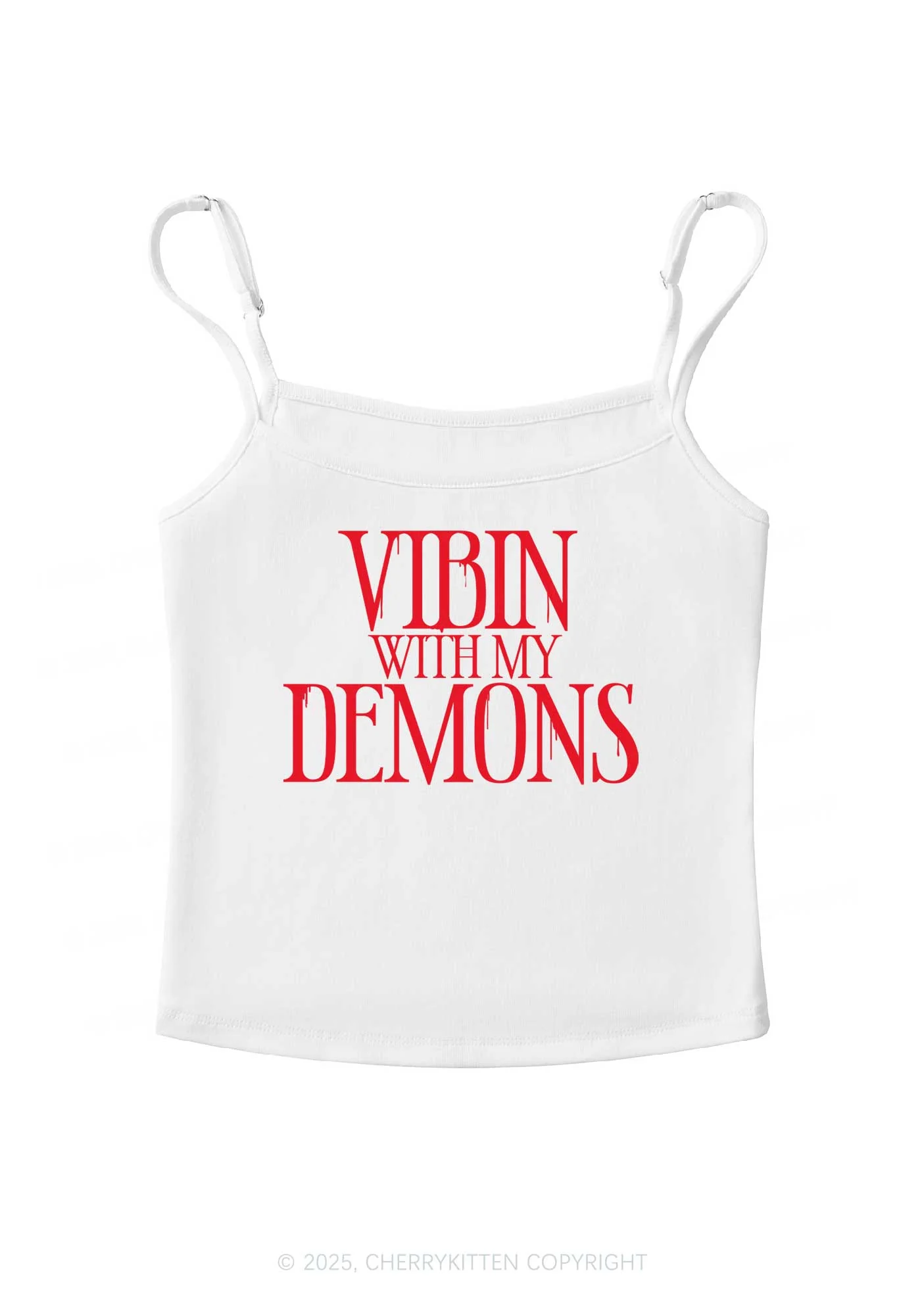 Halloween Vibin With My Demons Y2K Spaghetti Strap Cami Cherrykitten - Image 3