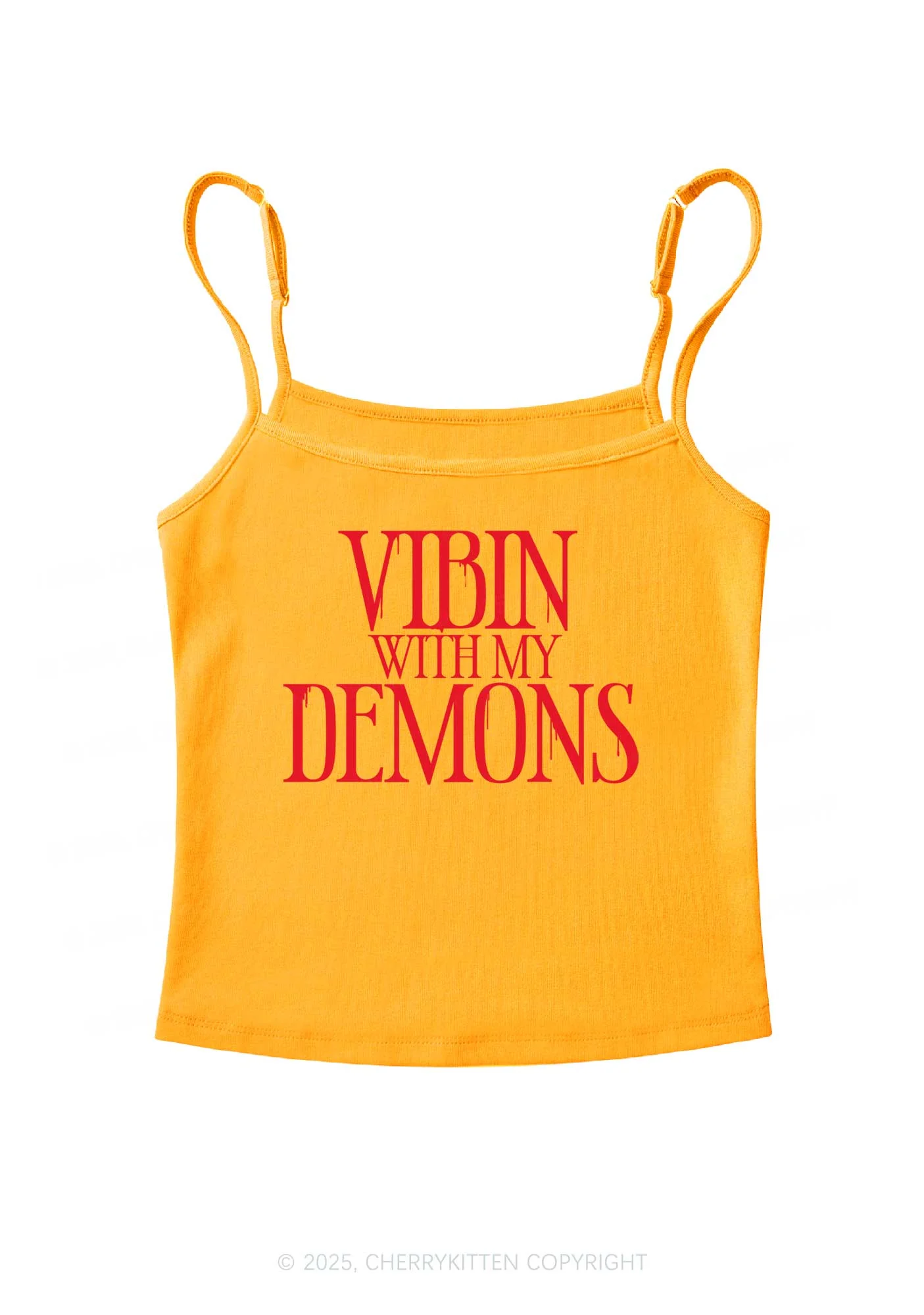 Halloween Vibin With My Demons Y2K Spaghetti Strap Cami Cherrykitten - Image 5