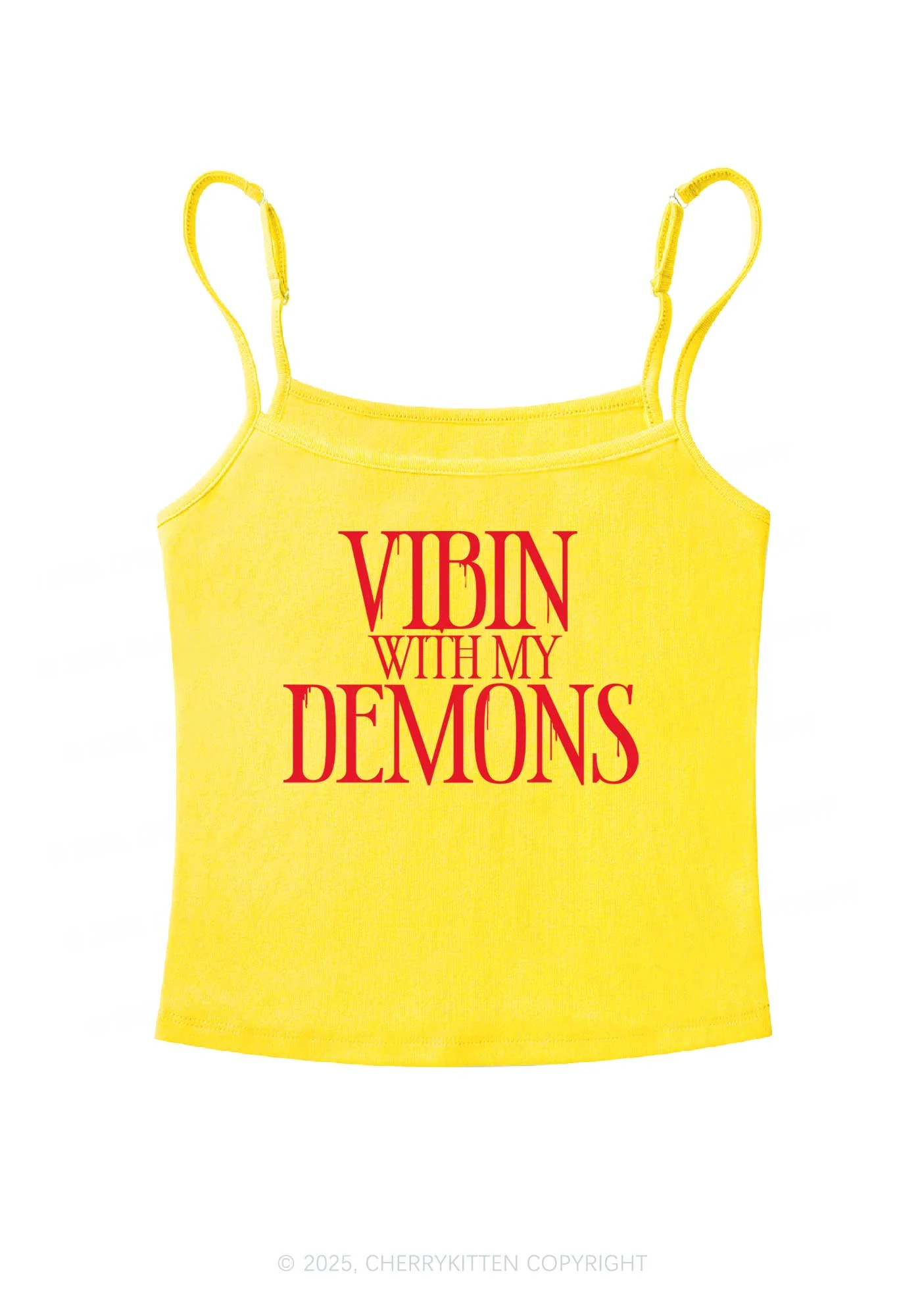 Halloween Vibin With My Demons Y2K Spaghetti Strap Cami Cherrykitten - Image 6