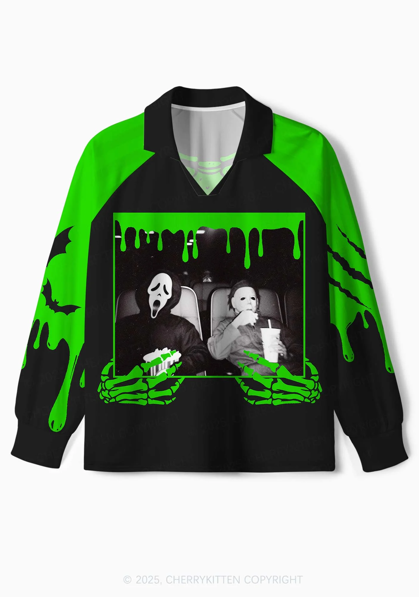 Halloween Watching Movie Y2K Sport Long Sleeve Jersey Shirts Cherrykitten - Image 2