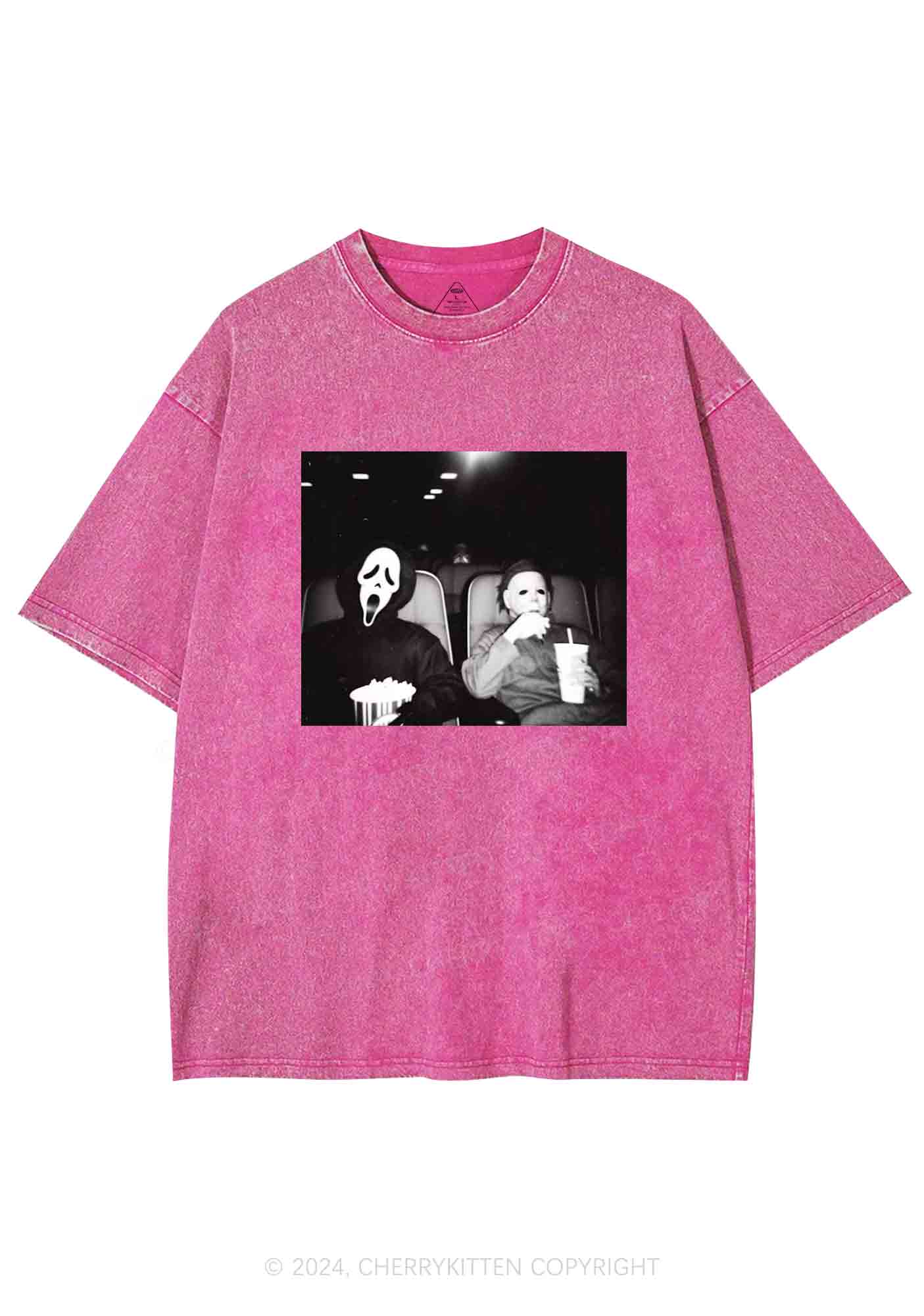 Halloween Watching Movie Y2K Washed Tee Cherrykitten - Image 3