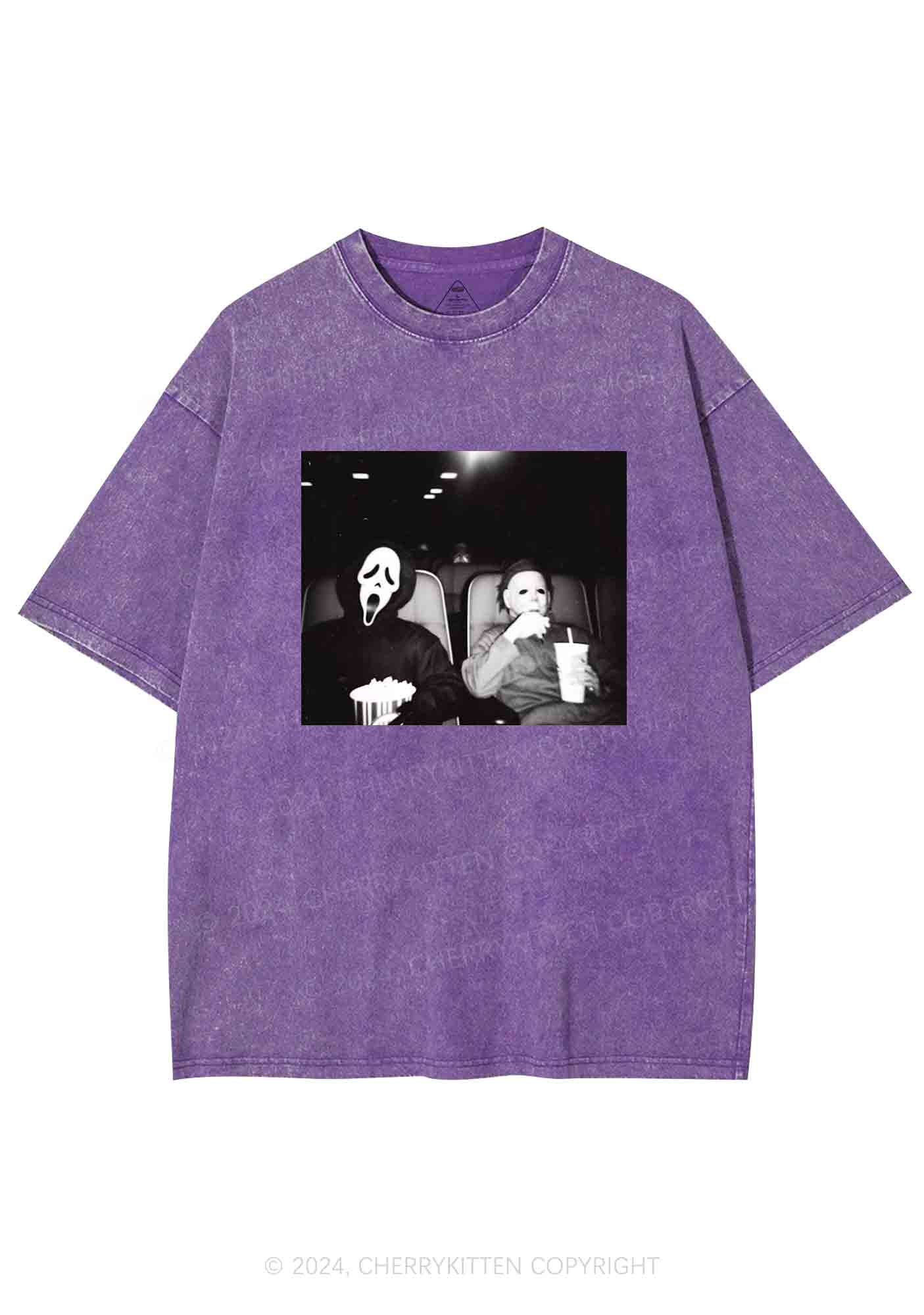 Halloween Watching Movie Y2K Washed Tee Cherrykitten - Image 4