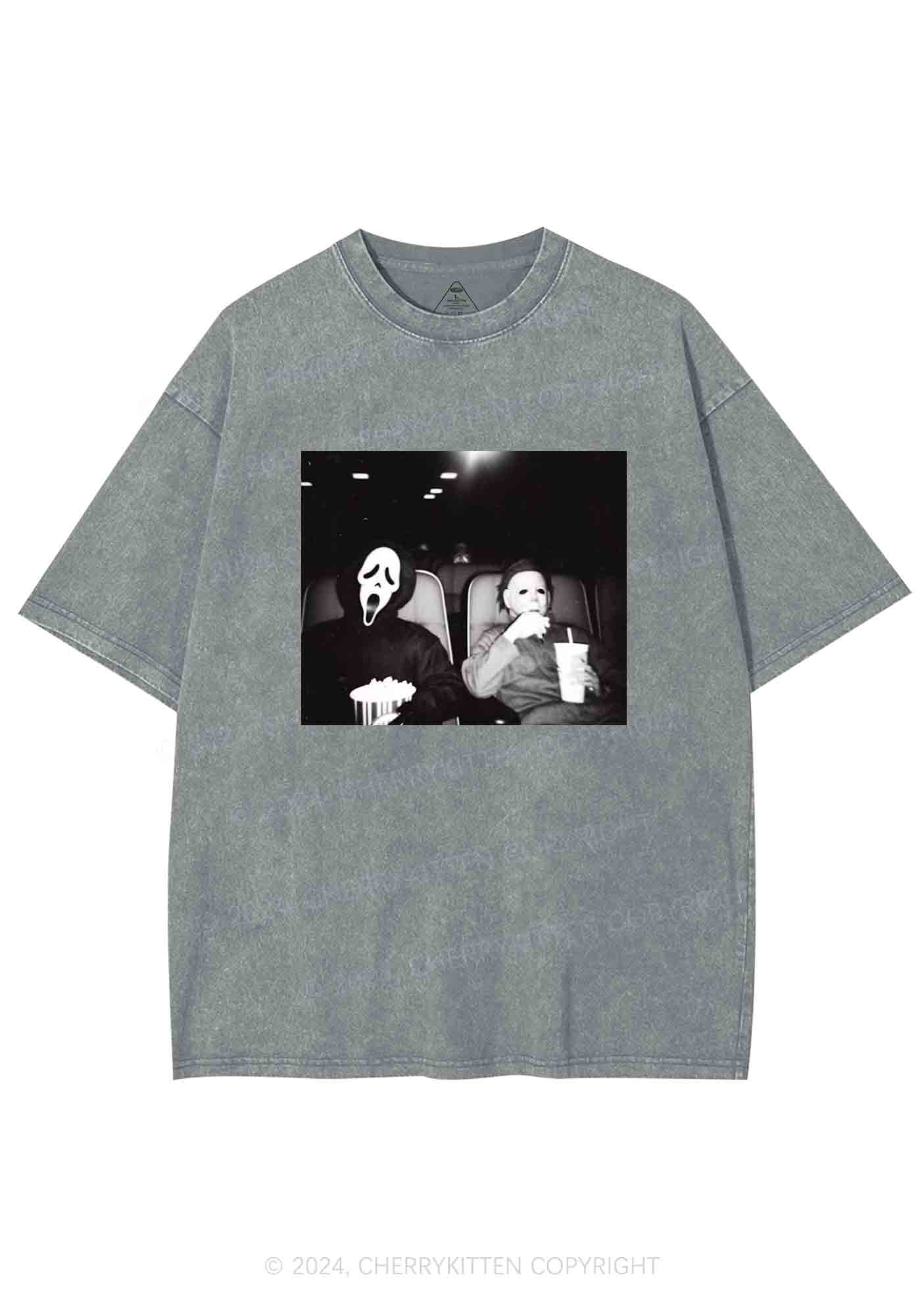 Halloween Watching Movie Y2K Washed Tee Cherrykitten - Image 6