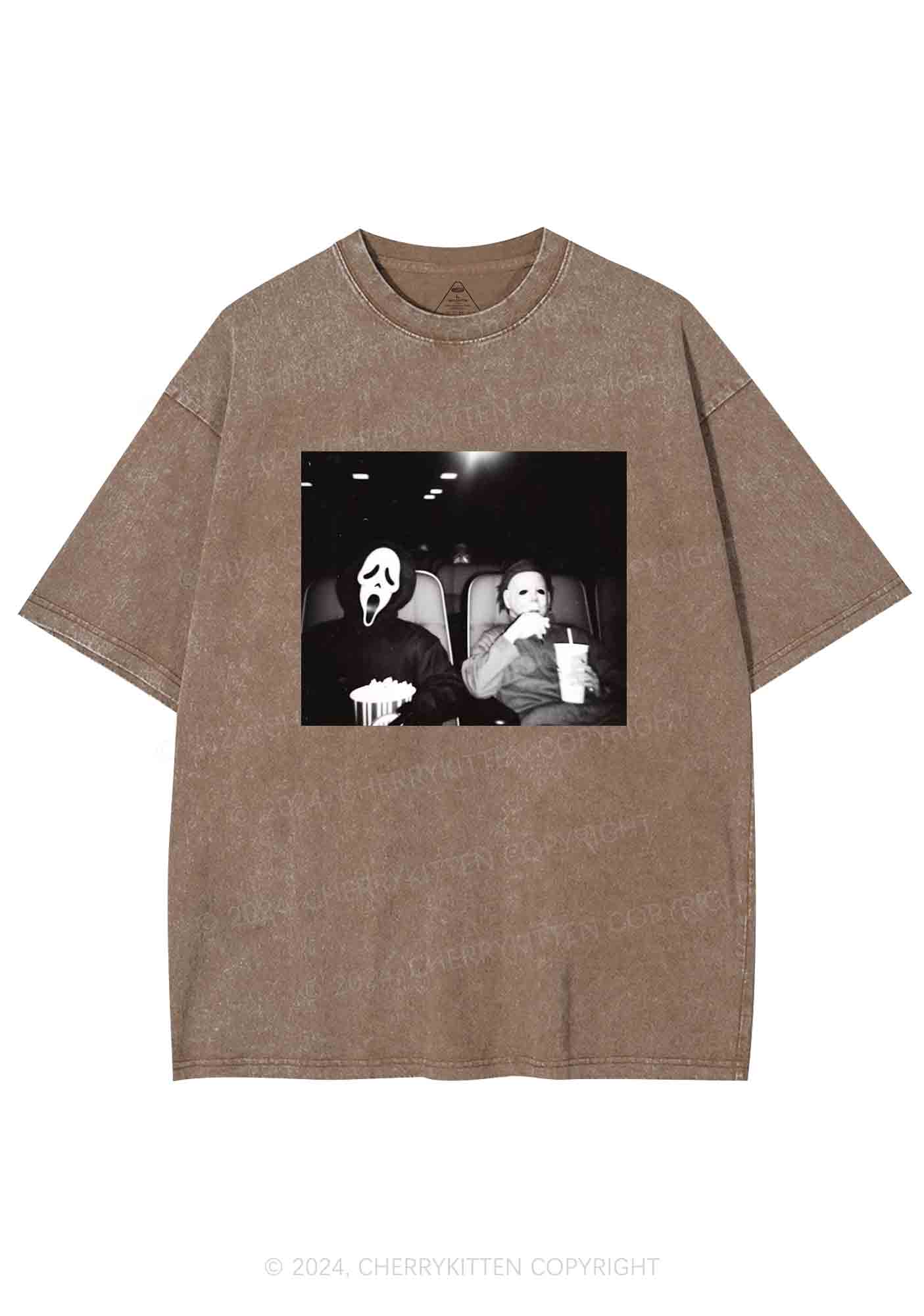 Halloween Watching Movie Y2K Washed Tee Cherrykitten - Image 7