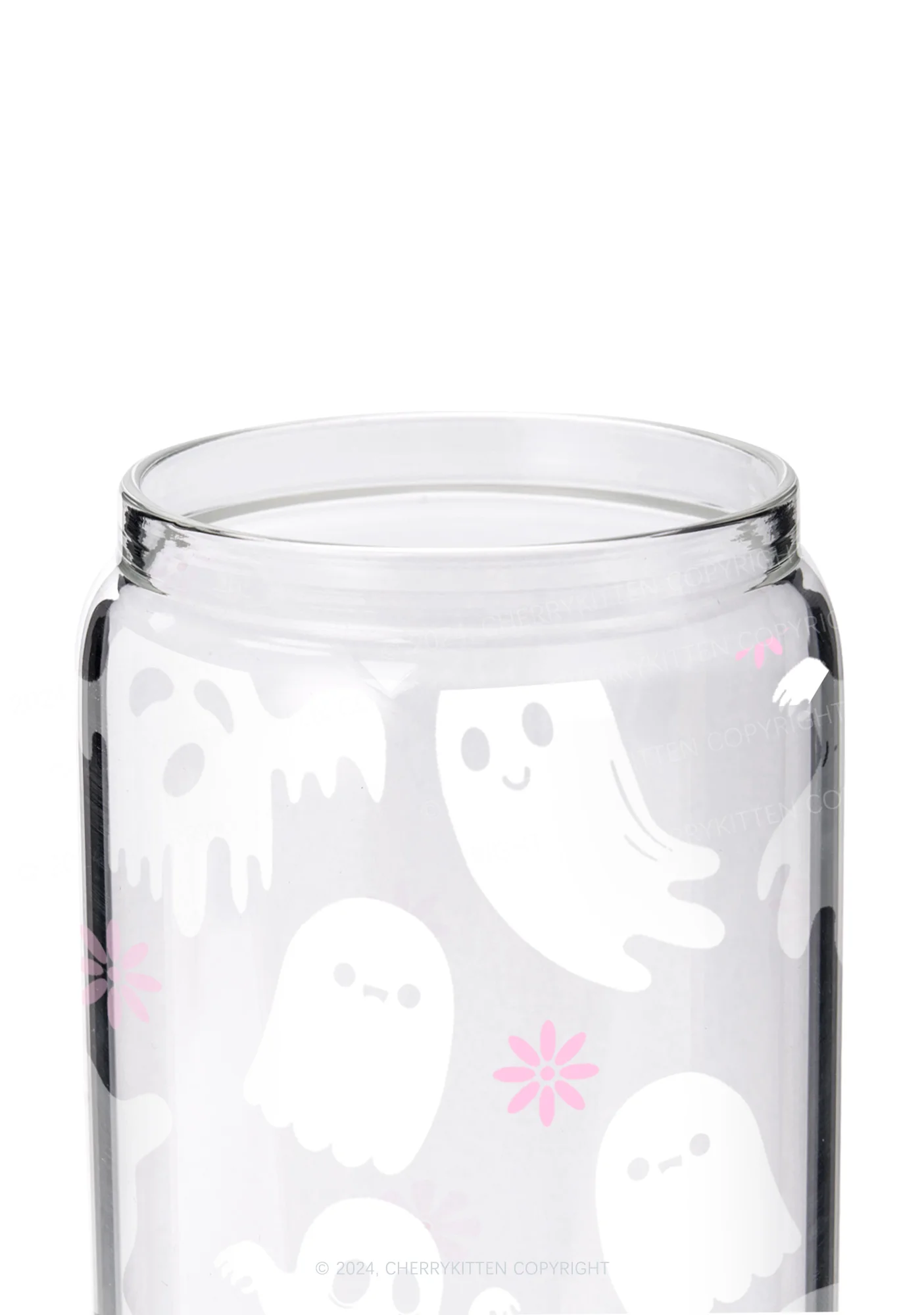 Halloween White Ghost Y2K Printed Glass Cup Cherrykitten - Image 2