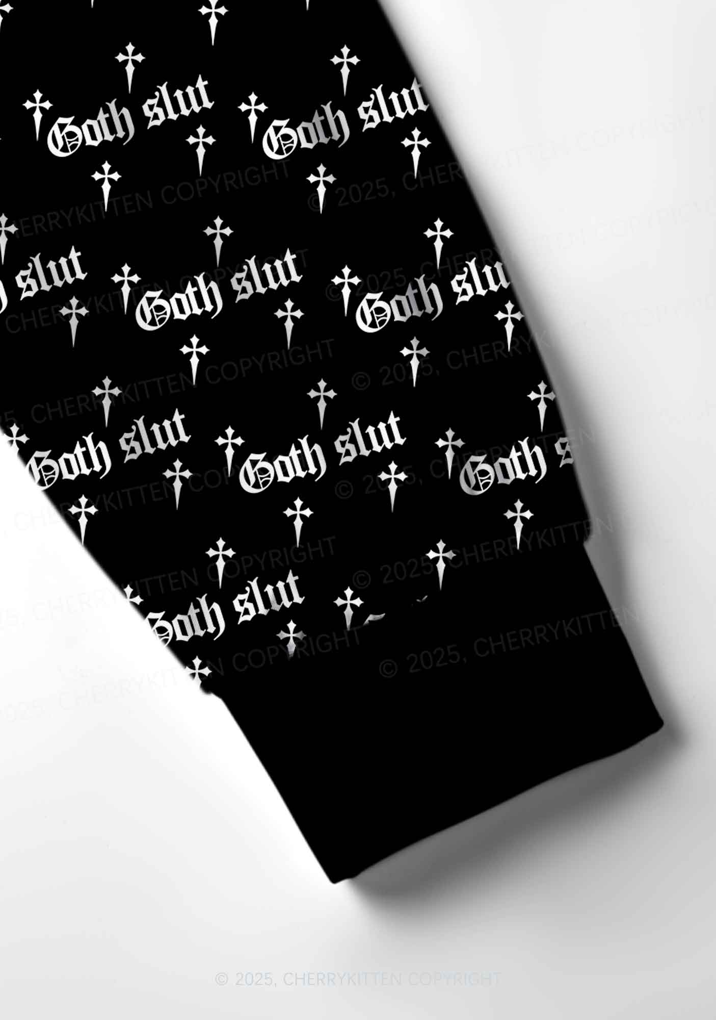 Halloween White Goth Slxt Y2K Print Long Sleeve Pajama Set Cherrykitten - Image 5