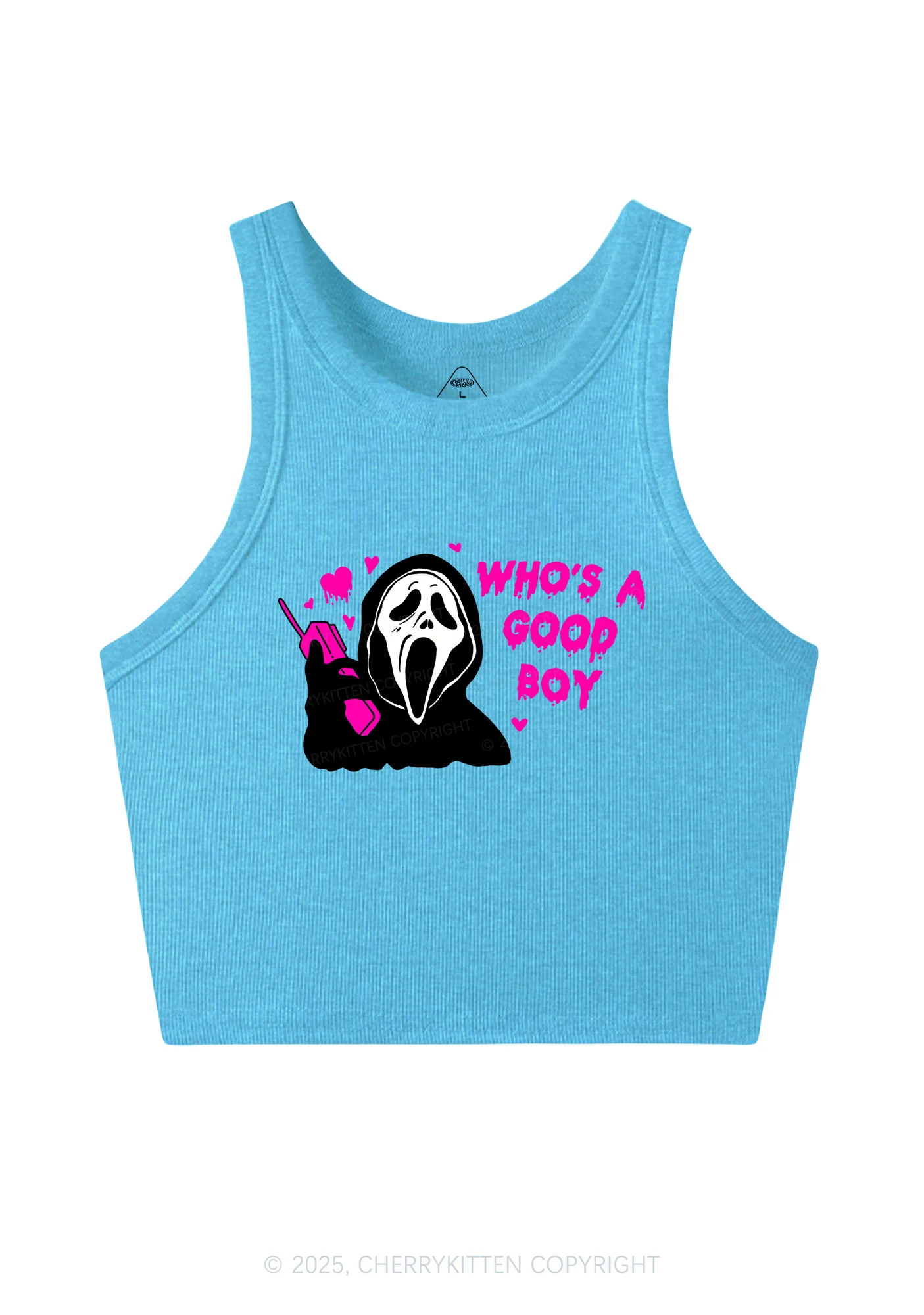 Halloween Whos Good Boy Y2K Crop Tank Top Cherrykitten - Image 4