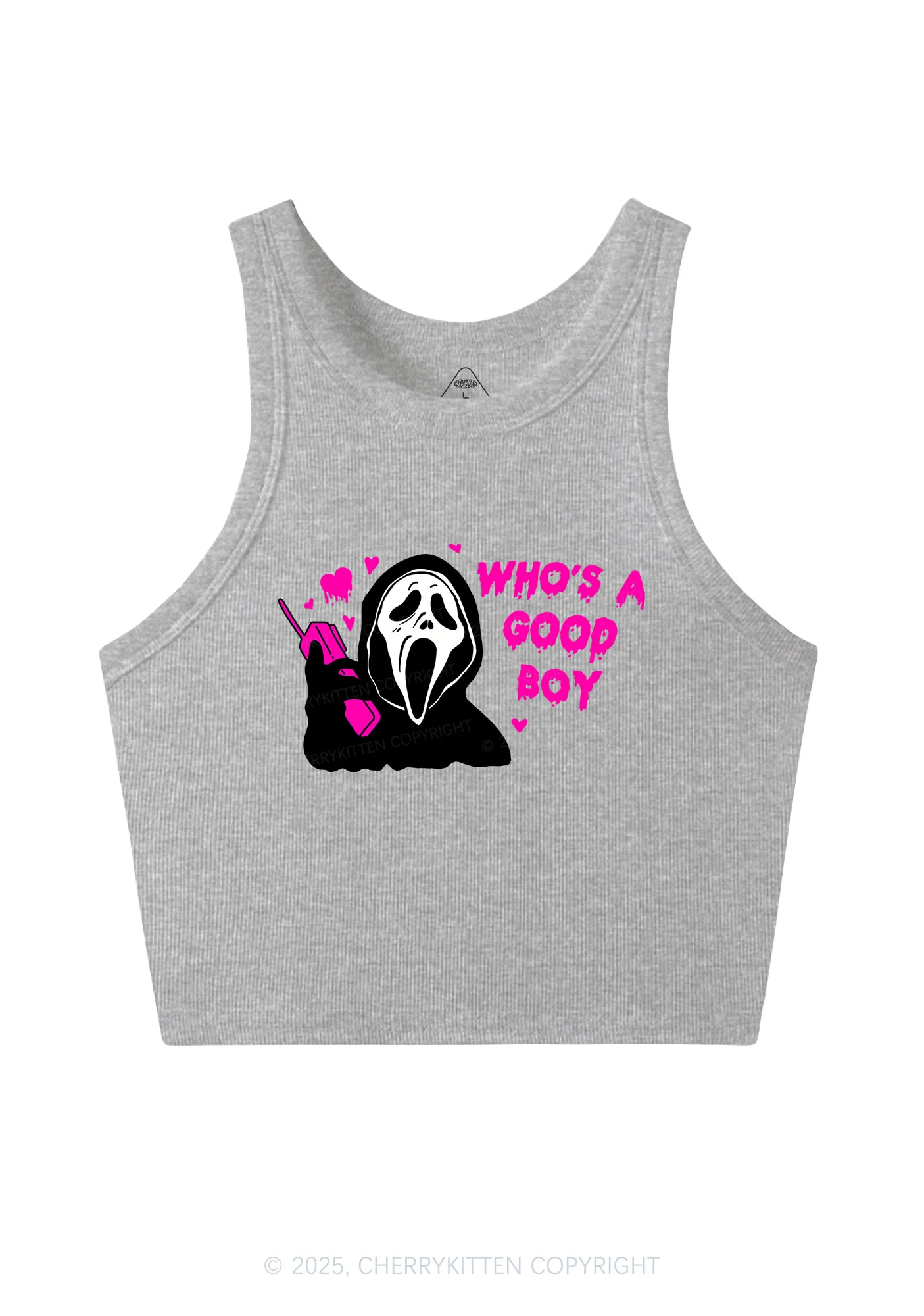 Halloween Whos Good Boy Y2K Crop Tank Top Cherrykitten - Image 5