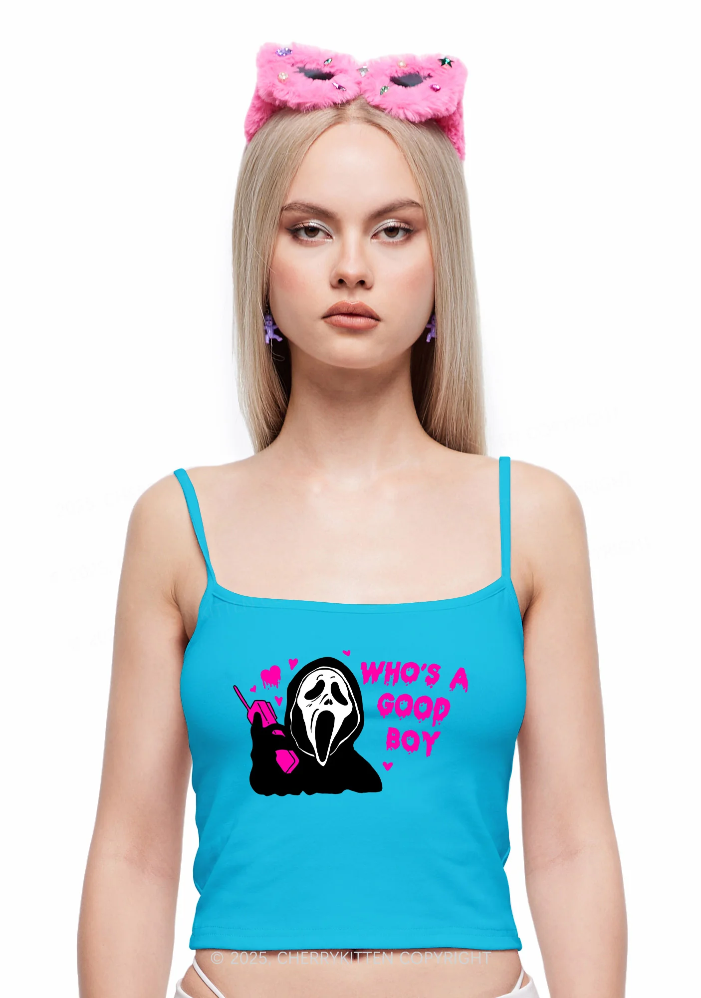 Halloween Whos Good Boy Y2K Spaghetti Strap Cami Cherrykitten - Image 2