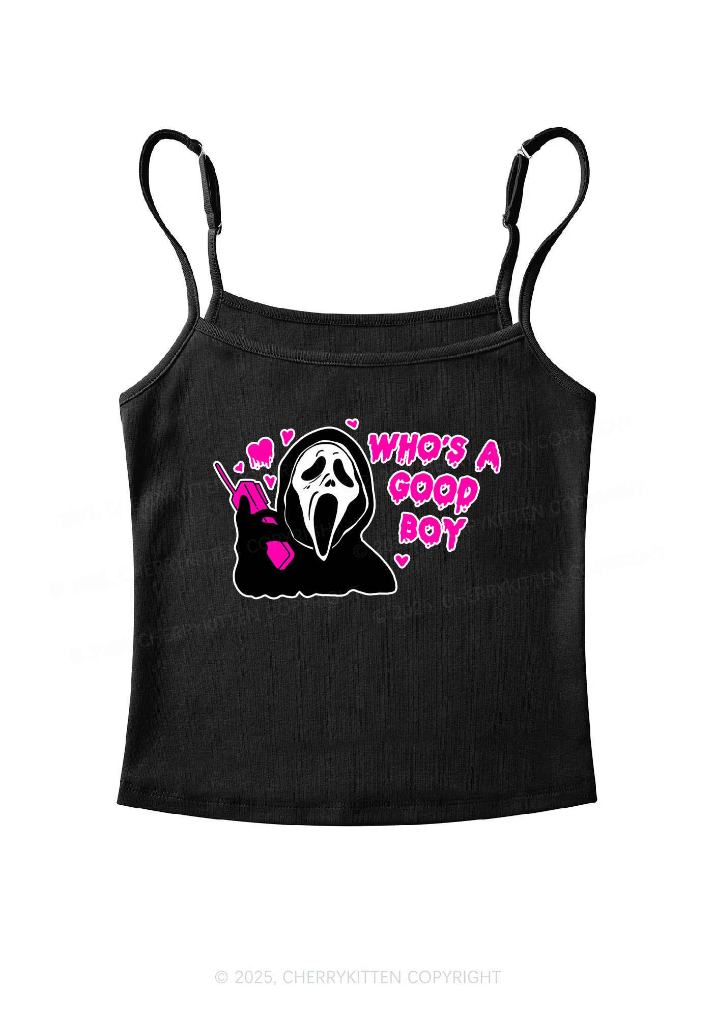 Halloween Whos Good Boy Y2K Spaghetti Strap Cami Cherrykitten - Image 3