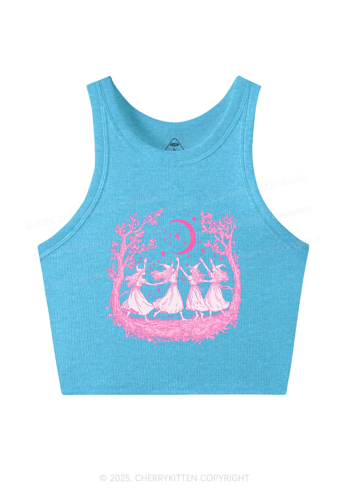 Halloween Witches Dancing Under Moon Y2K Crop Tank Top Cherrykitten - Image 4
