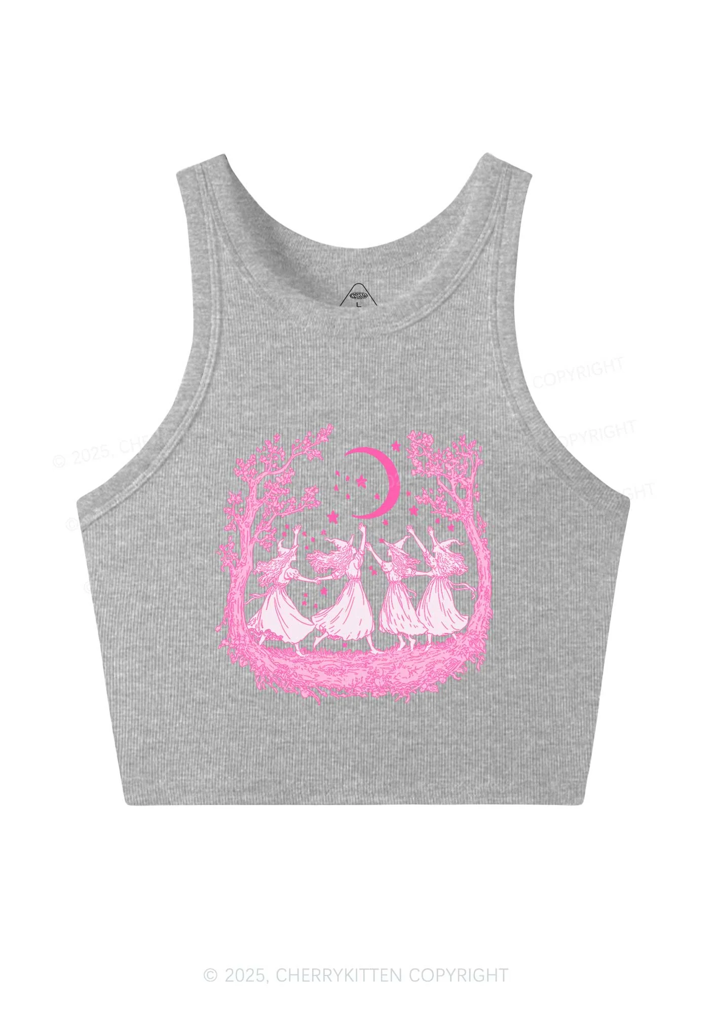 Halloween Witches Dancing Under Moon Y2K Crop Tank Top Cherrykitten - Image 5