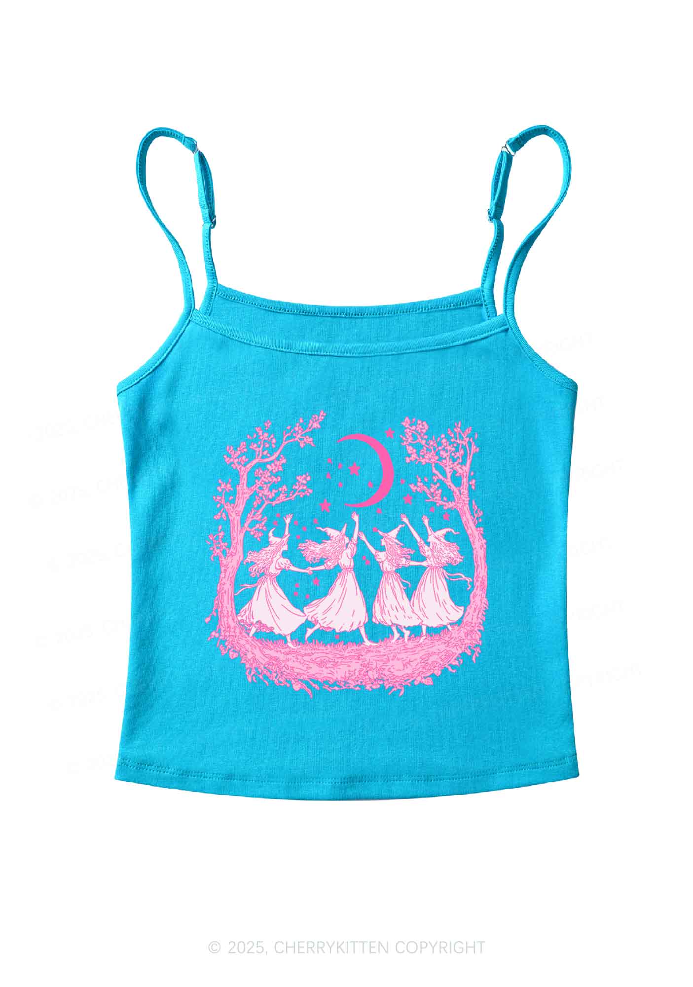 Halloween Witches Dancing Under Moon Y2K Spaghetti Strap Cami Cherrykitten - Image 5