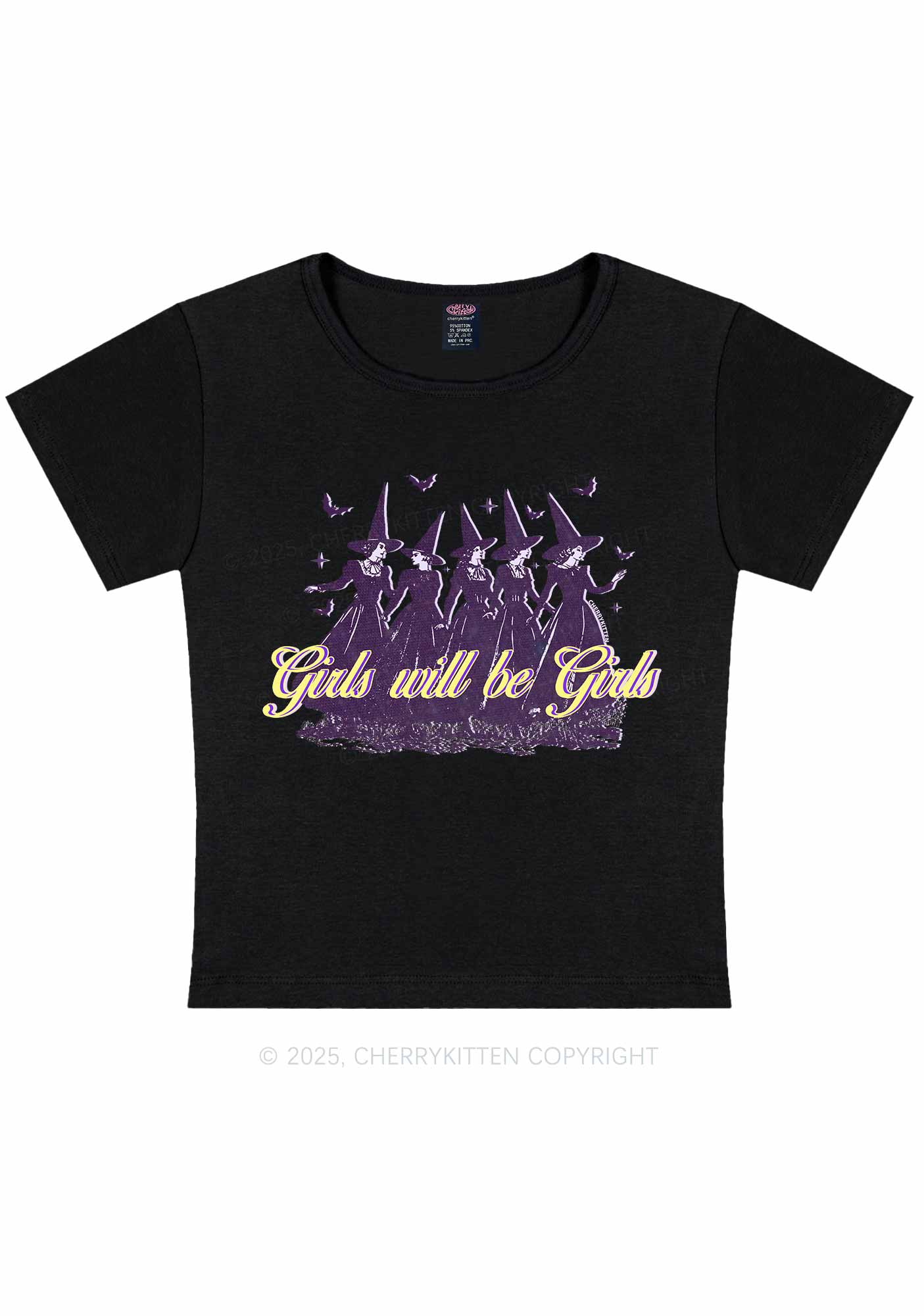 Halloween Witches Will Be Witches Y2K Baby Tee Cherrykitten - Image 4