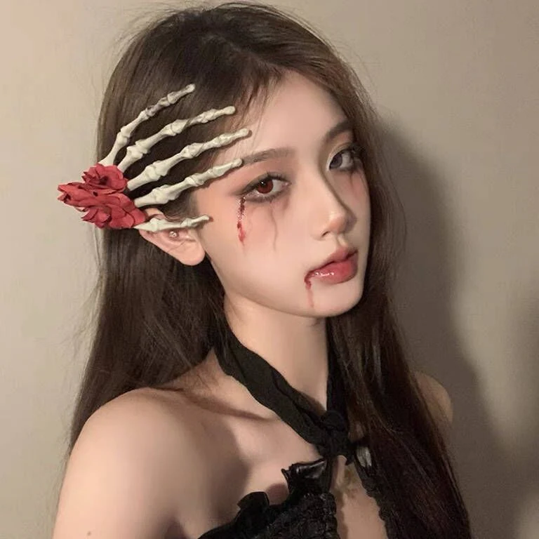 Halloween Y2K Rose Skeleton Hair Clip - Image 3