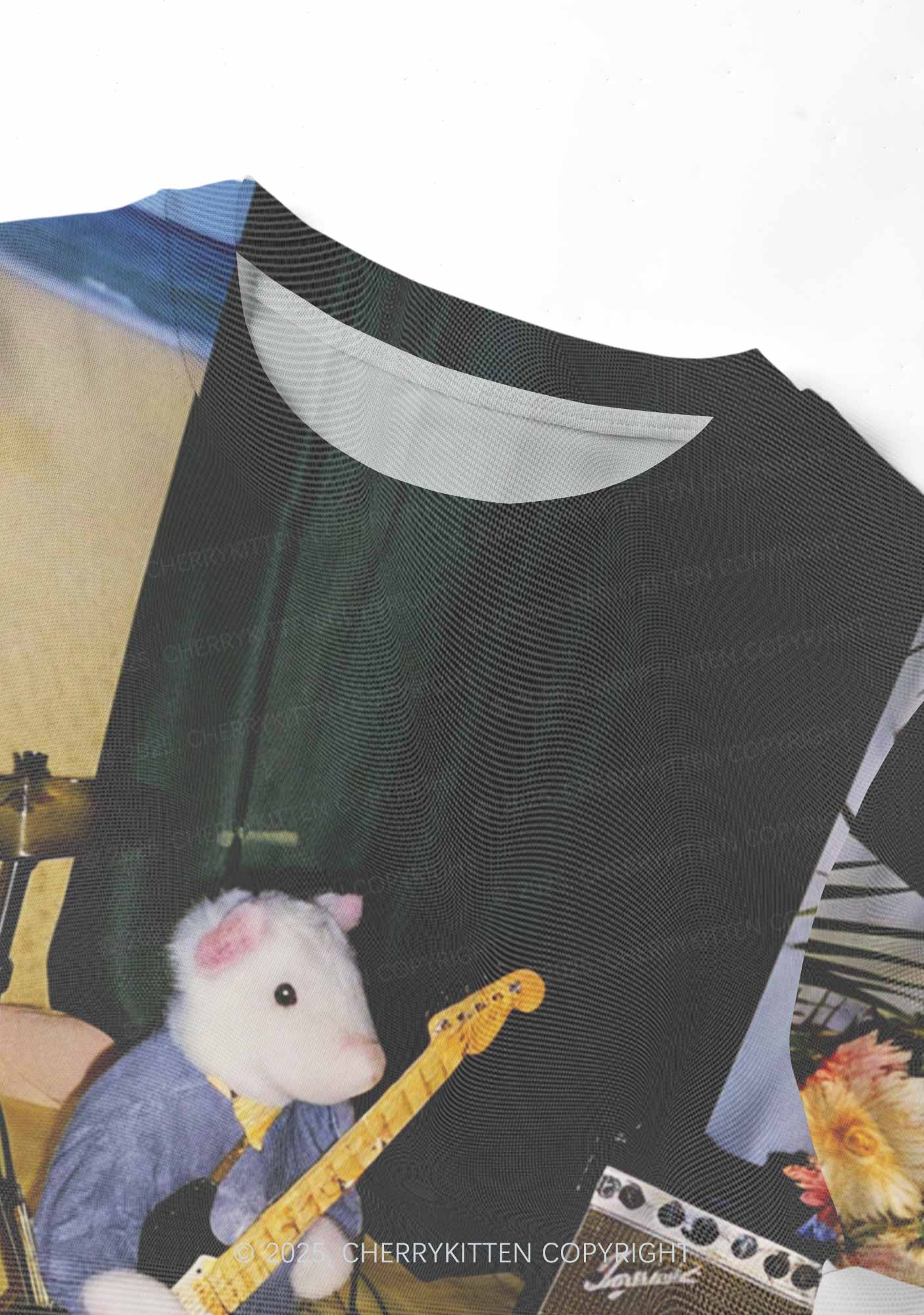 Hamster Rock Band Y2K Mesh Crop Top Cherrykitten - Image 3
