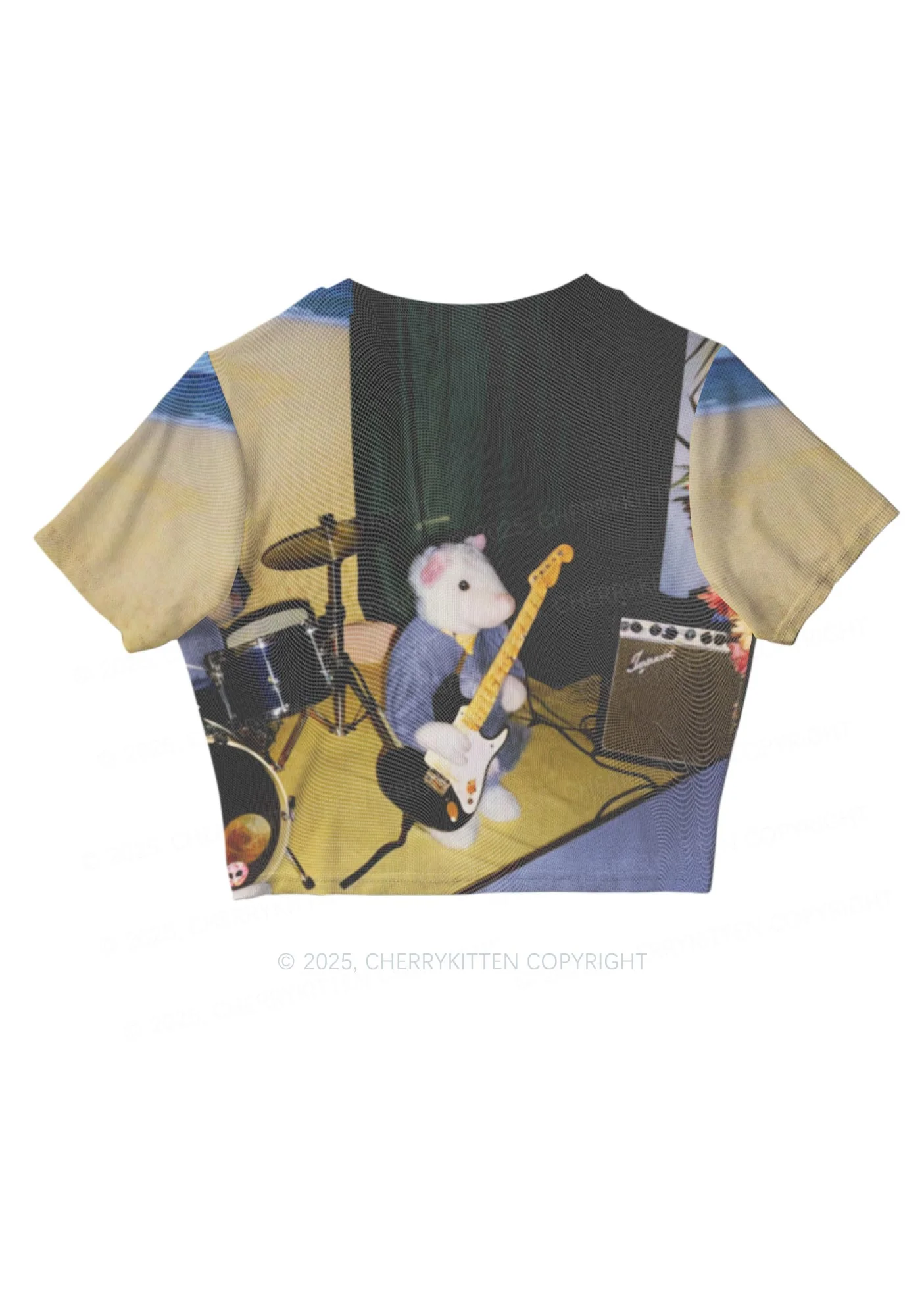 Hamster Rock Band Y2K Mesh Crop Top Cherrykitten - Image 5