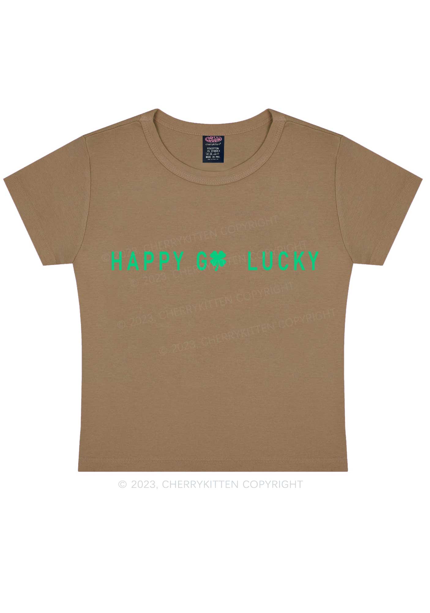 Happy Go Lucky St Patricks Y2K Baby Tee Cherrykitten - Image 8