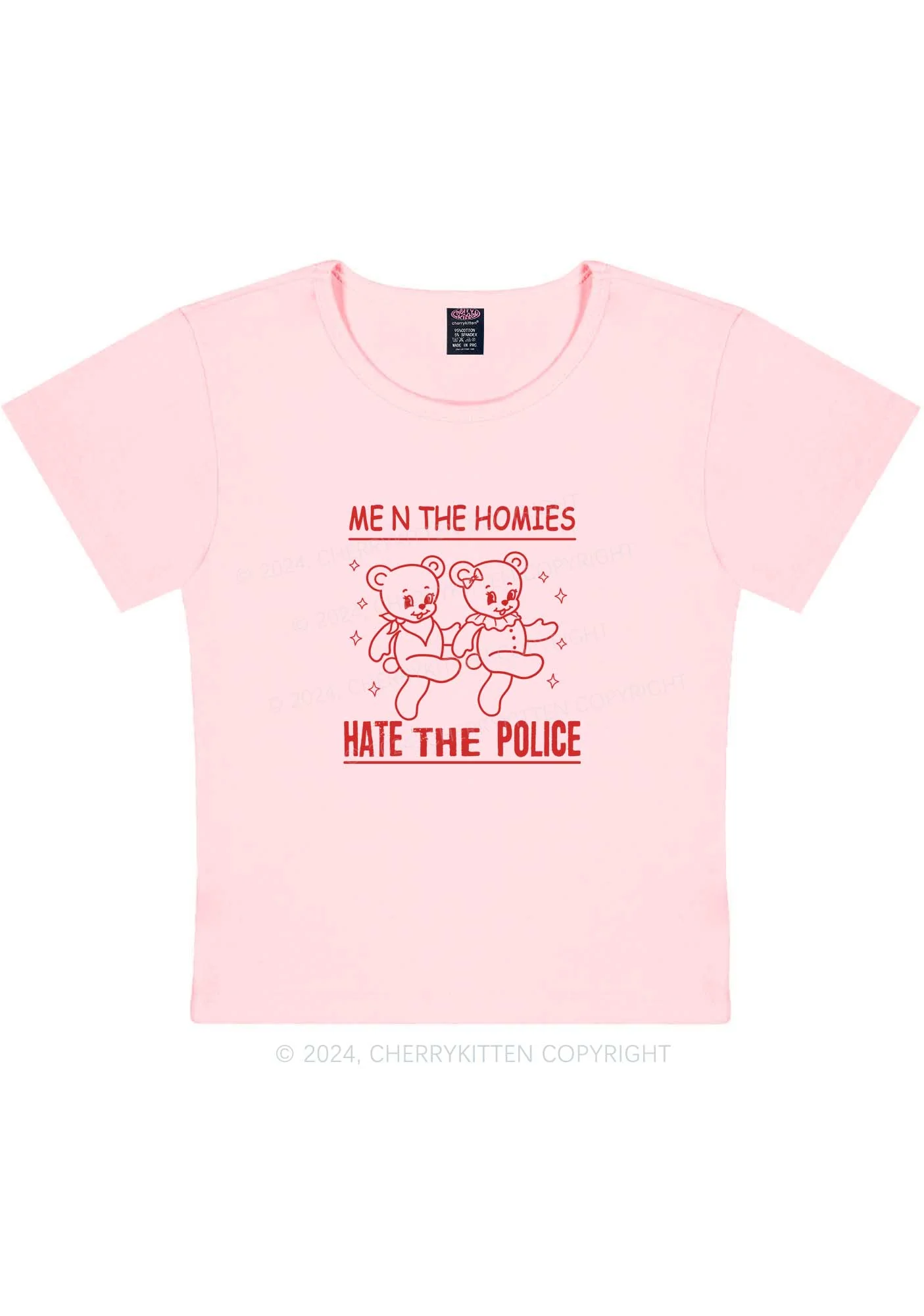 Hate The Police Y2K Baby Tee Cherrykitten - Image 11