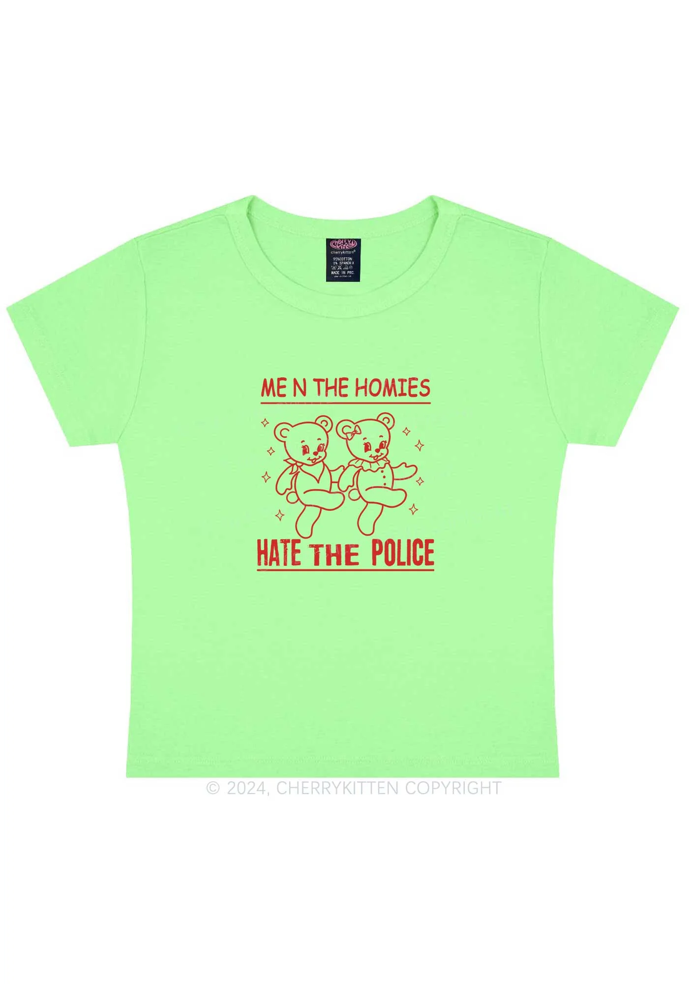 Hate The Police Y2K Baby Tee Cherrykitten - Image 12