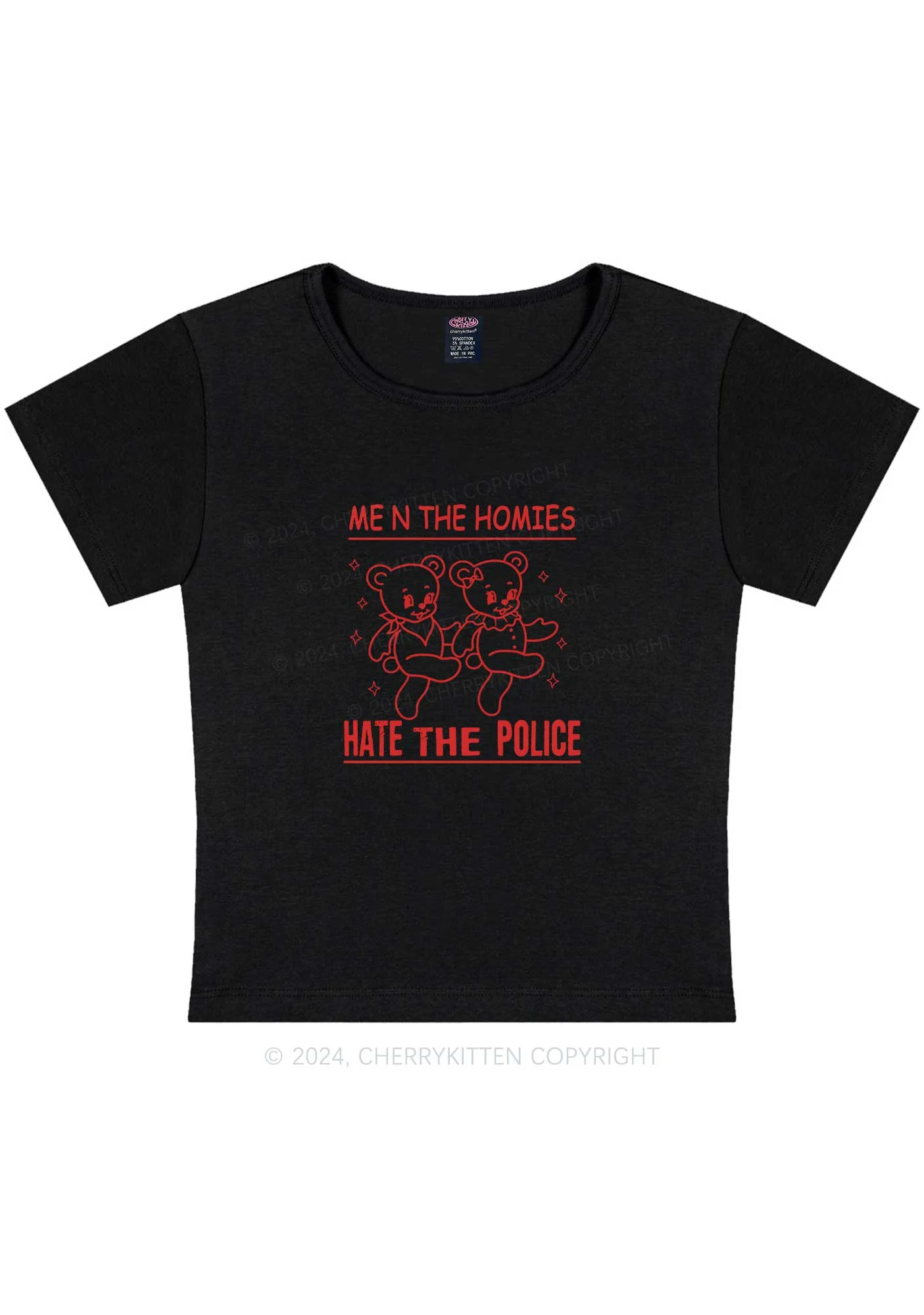 Hate The Police Y2K Baby Tee Cherrykitten - Image 5
