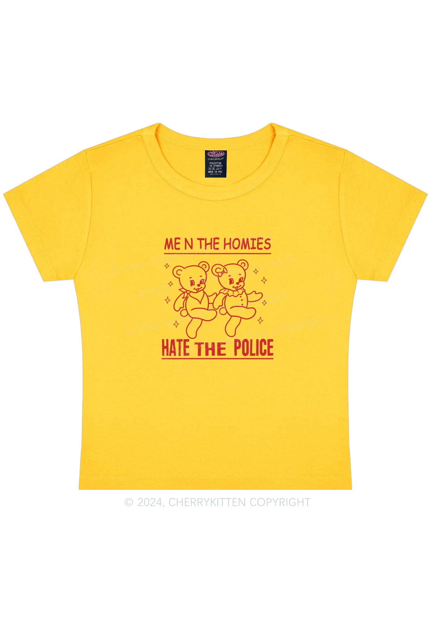 Hate The Police Y2K Baby Tee Cherrykitten - Image 9