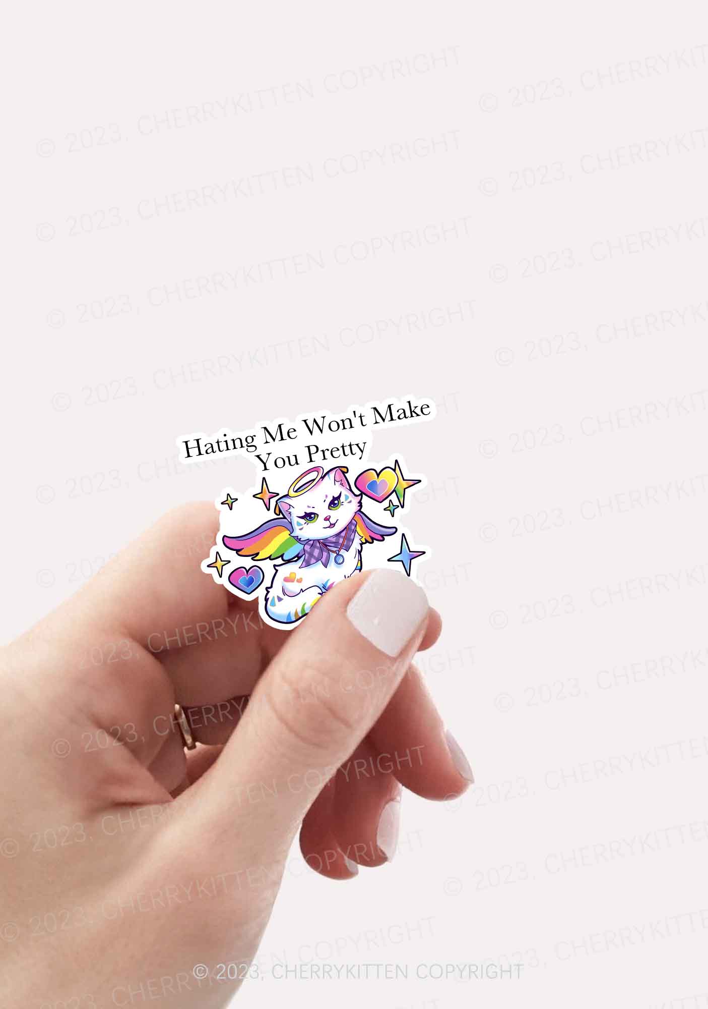 Hating Me Won't Make You Pretty 1Pc Y2K Sticker Cherrykitten - Image 2