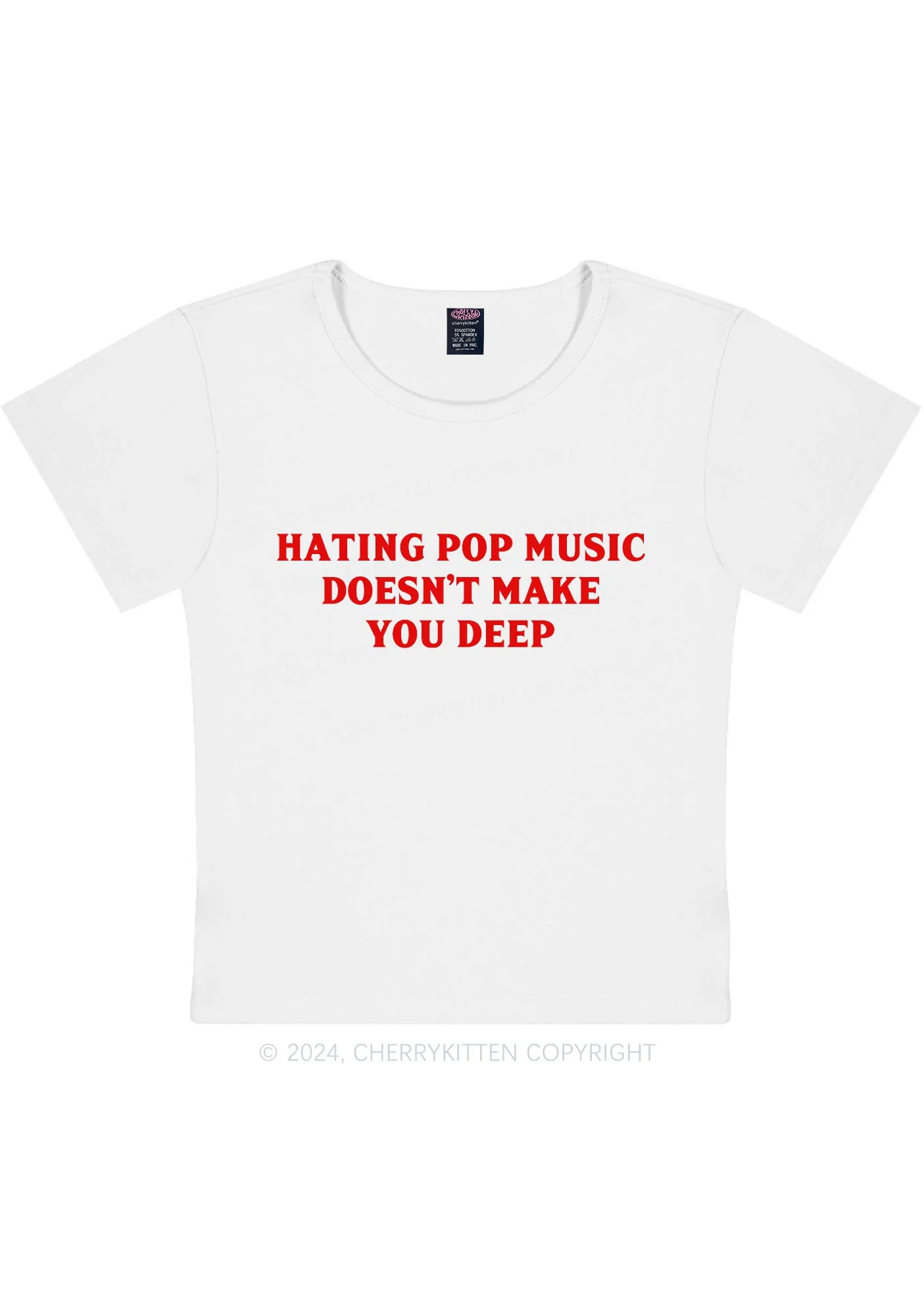 Hating Pop Music Y2K Baby Tee Cherrykitten - Image 3